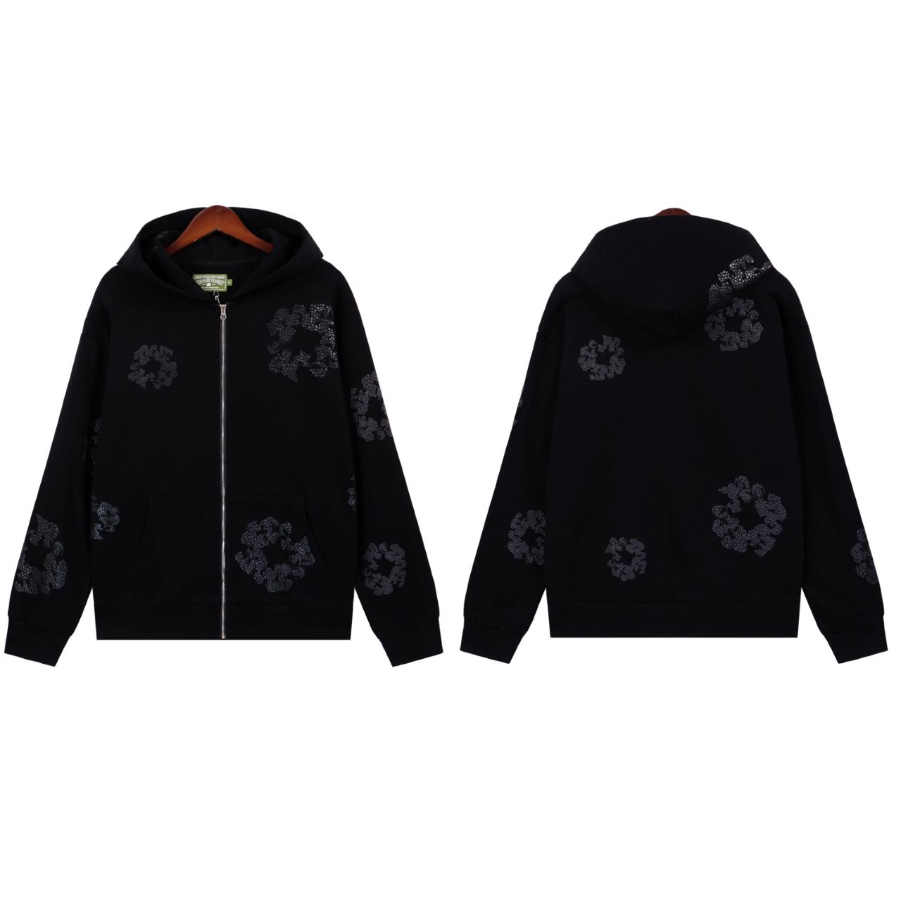 Denim Tears Cashmere Swarovski Cotton Wreath Zip Hoodie - DesignerGu