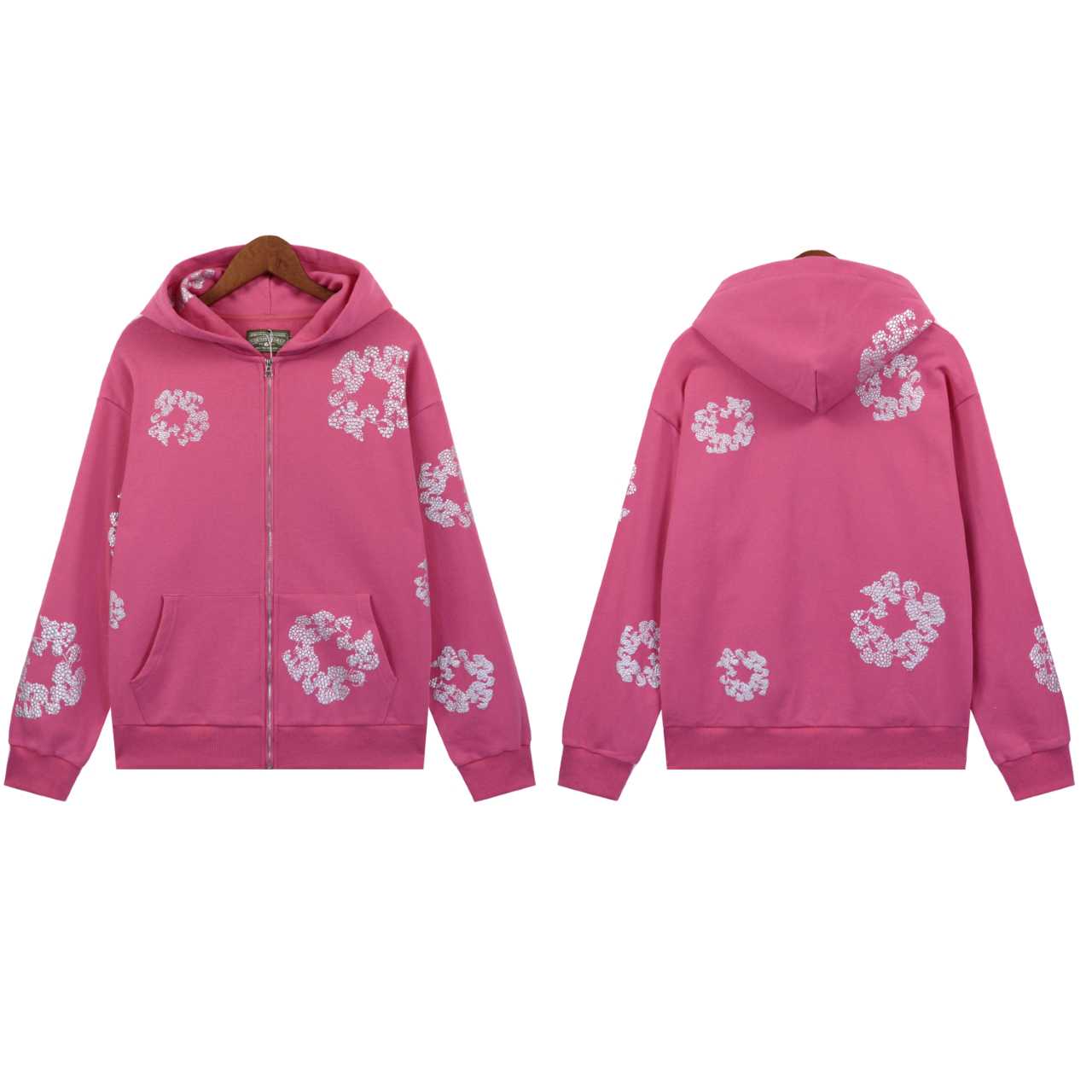Denim Tears Cashmere Swarovski Cotton Wreath Zip Hoodie - DesignerGu