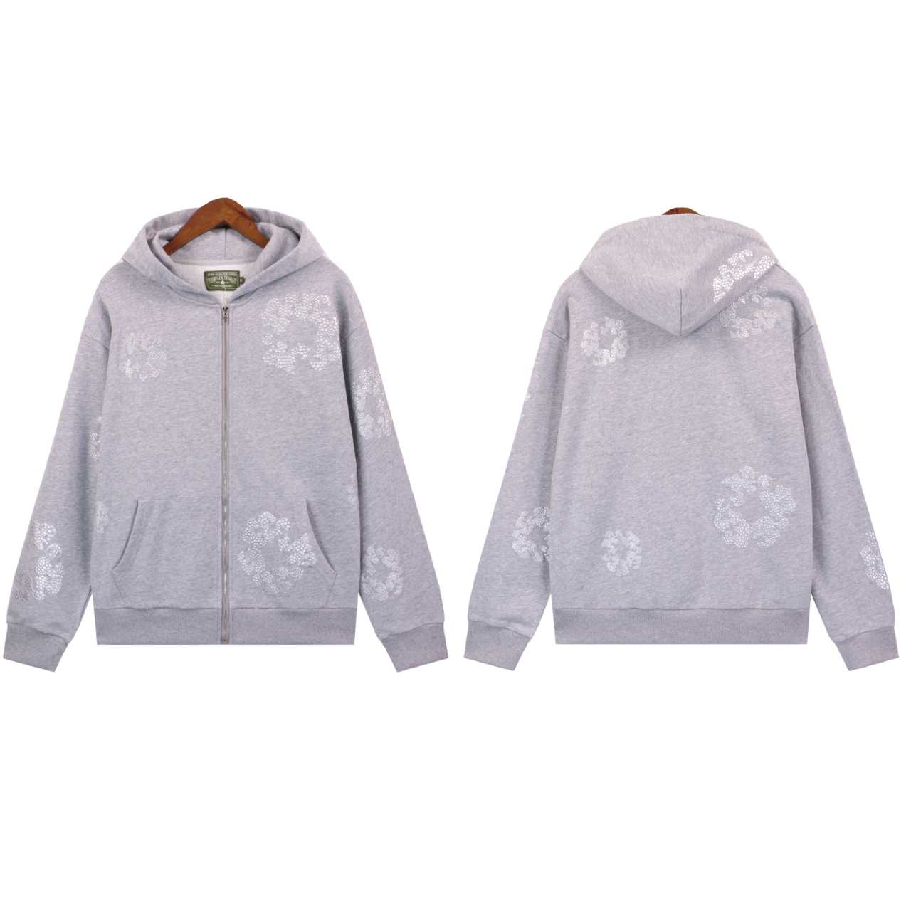 Denim Tears Cashmere Swarovski Cotton Wreath Zip Hoodie - DesignerGu