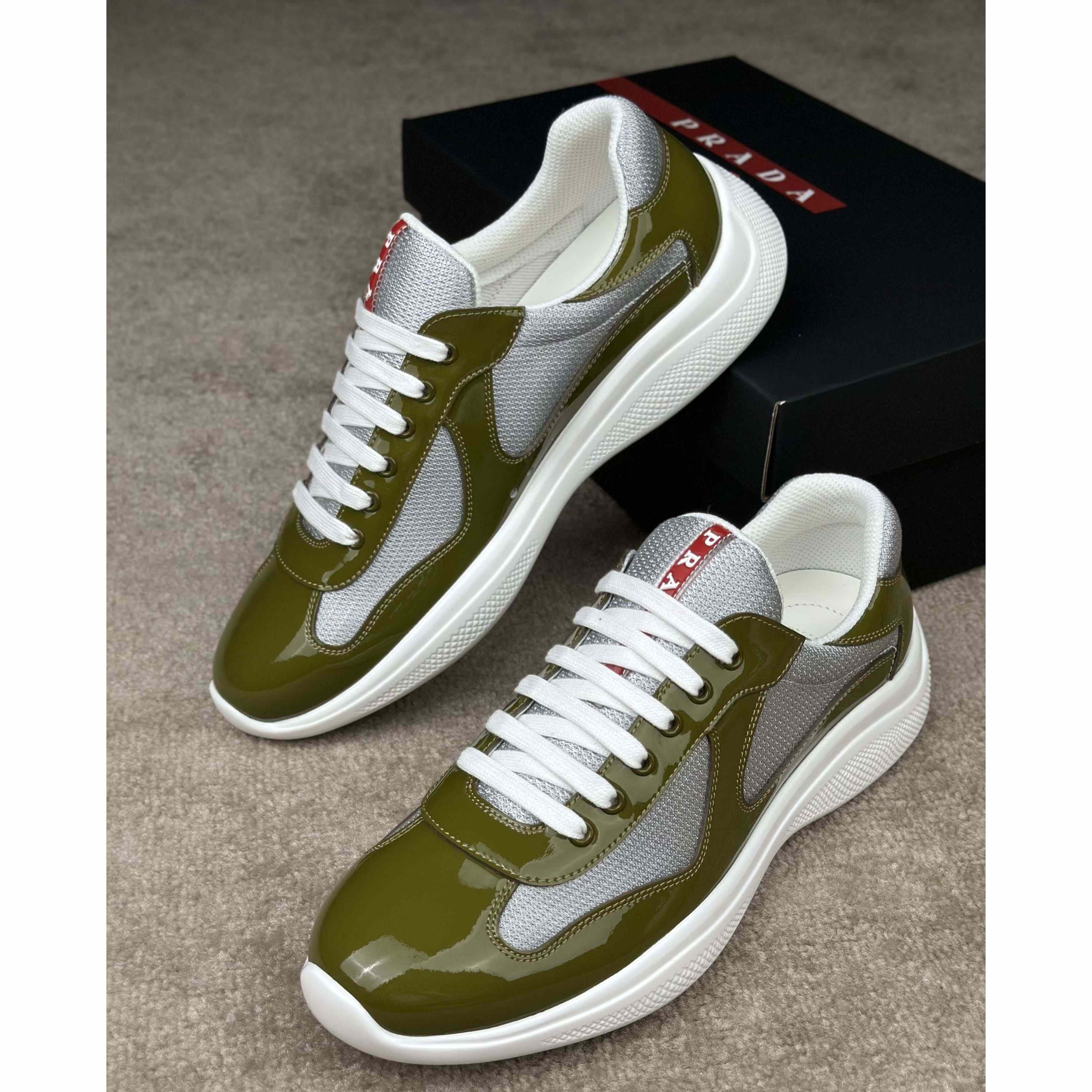 Prada Patent leather And Technical Fabric Prada America's Cup Sneakers - DesignerGu