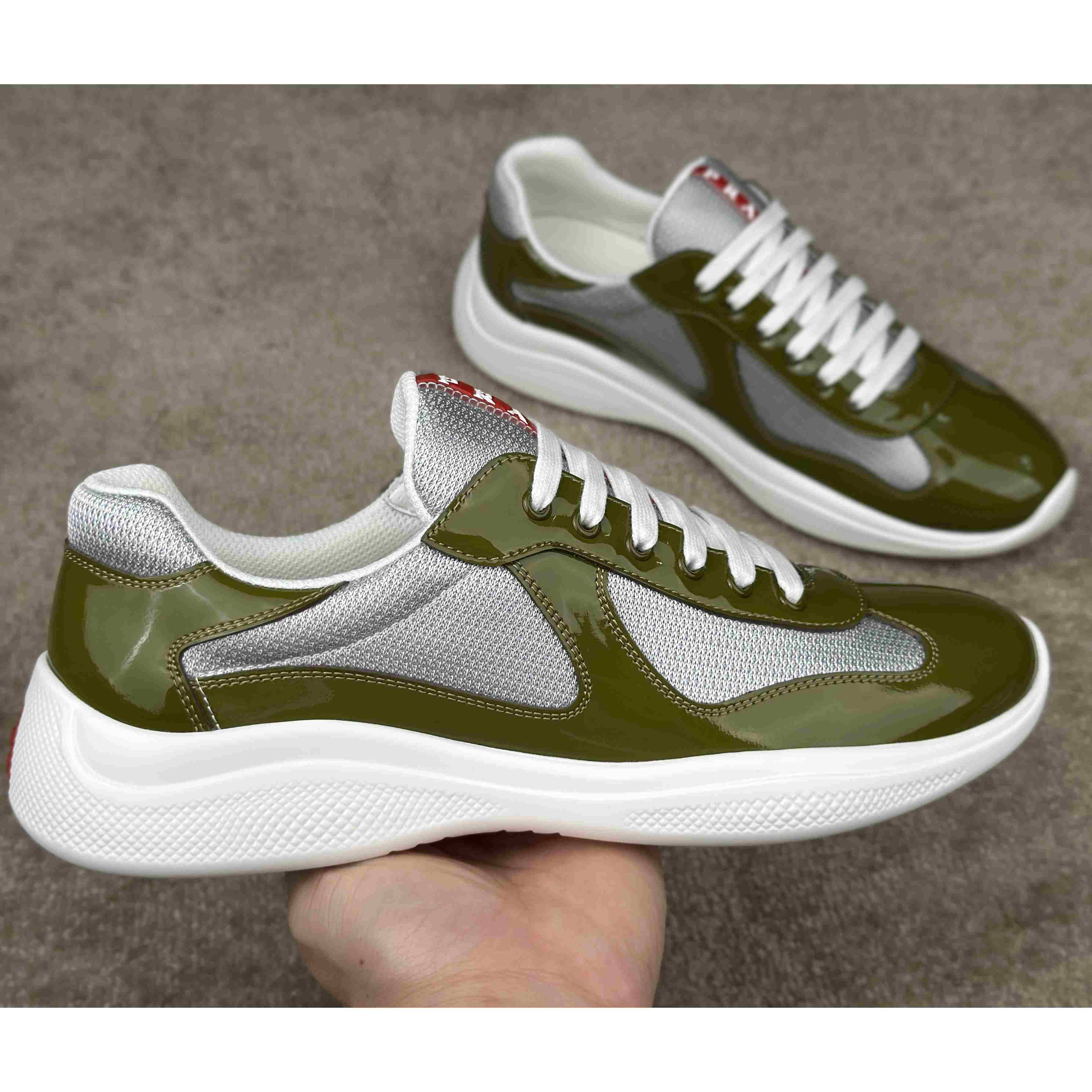 Prada Patent leather And Technical Fabric Prada America's Cup Sneakers - DesignerGu
