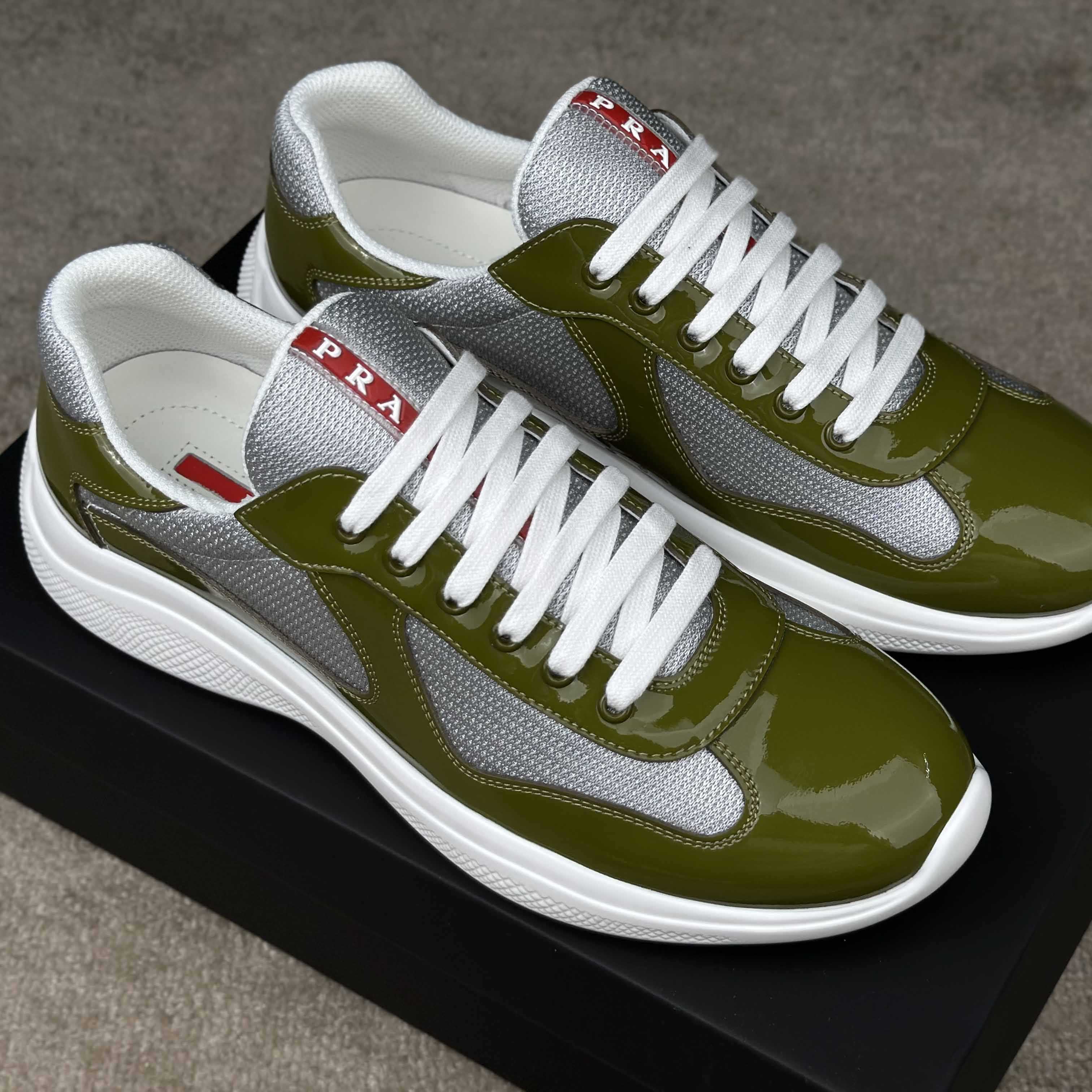 Prada Patent leather And Technical Fabric Prada America's Cup Sneakers - DesignerGu