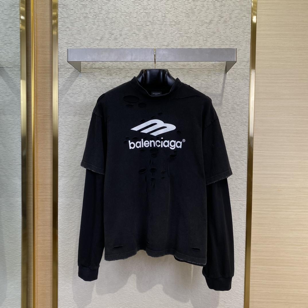 Balenciaga 3B Sport Icon Layered T-Shirt Medium Fit in black - DesignerGu