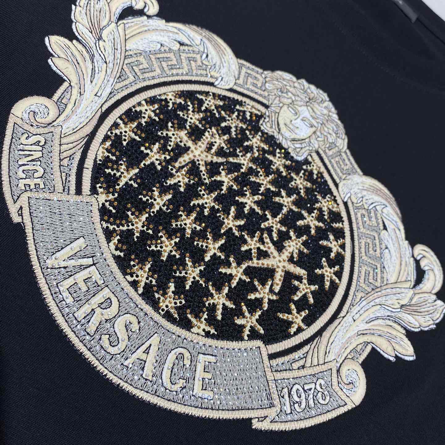 Versace Crystal Starfish Blason T-Shirt Black  - 