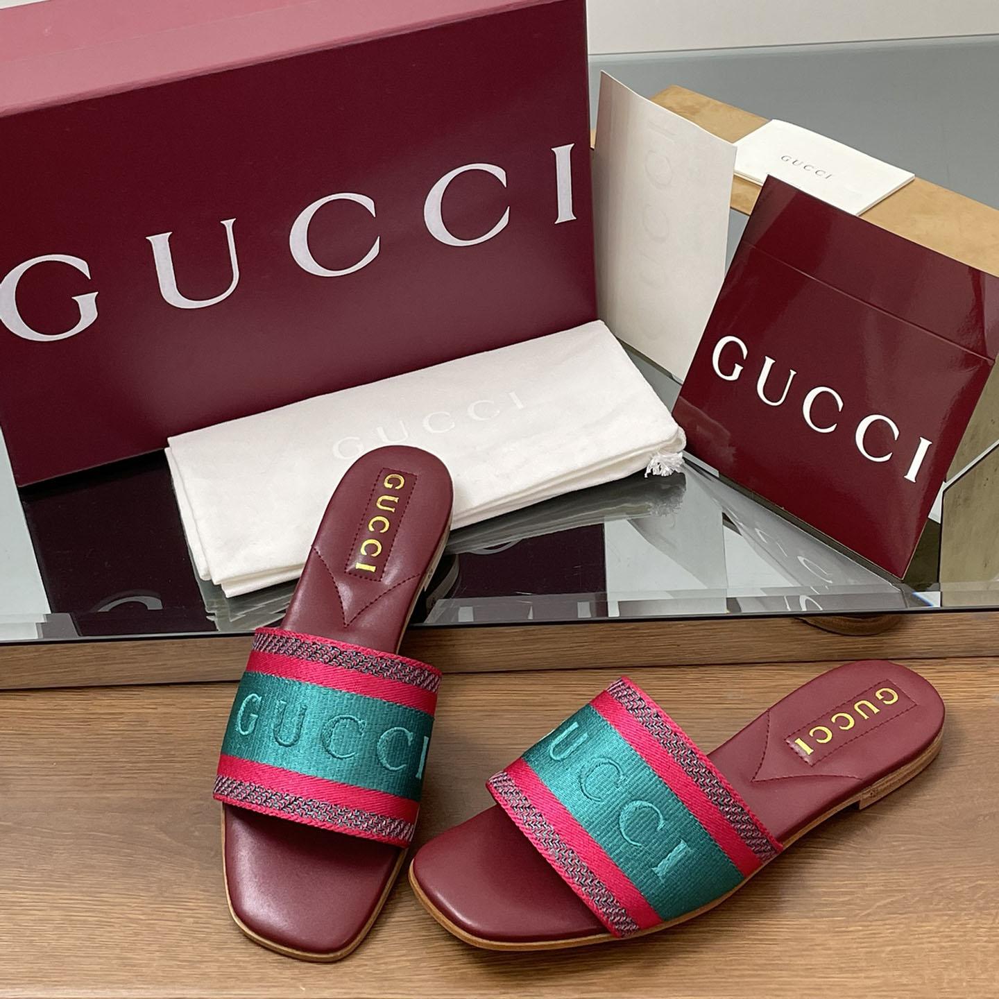 Gucci Women's Slide Sandal With Web - DesignerGu
