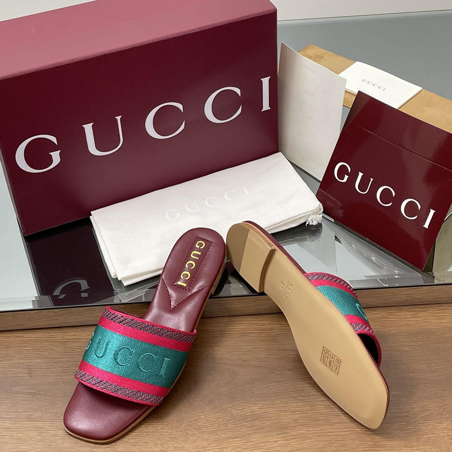 Gucci Women's Slide Sandal With Web - DesignerGu