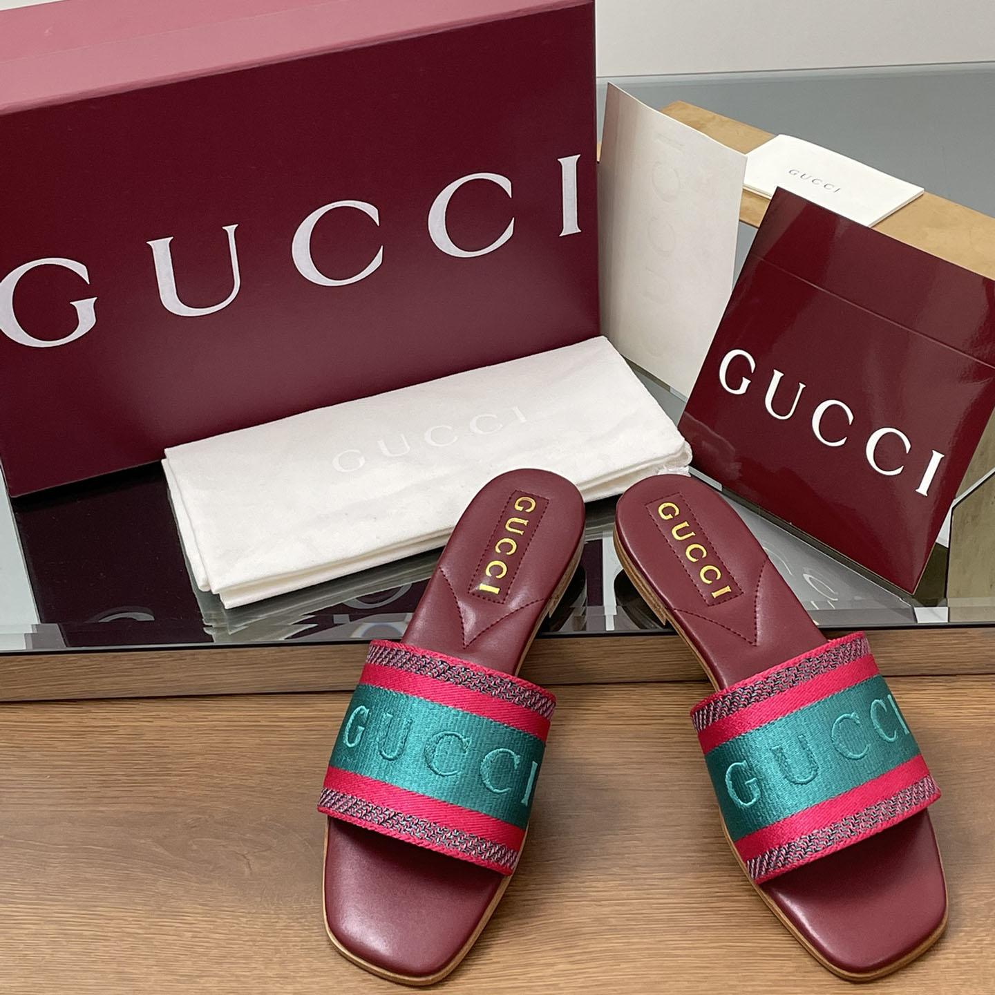 Gucci Women's Slide Sandal With Web - DesignerGu