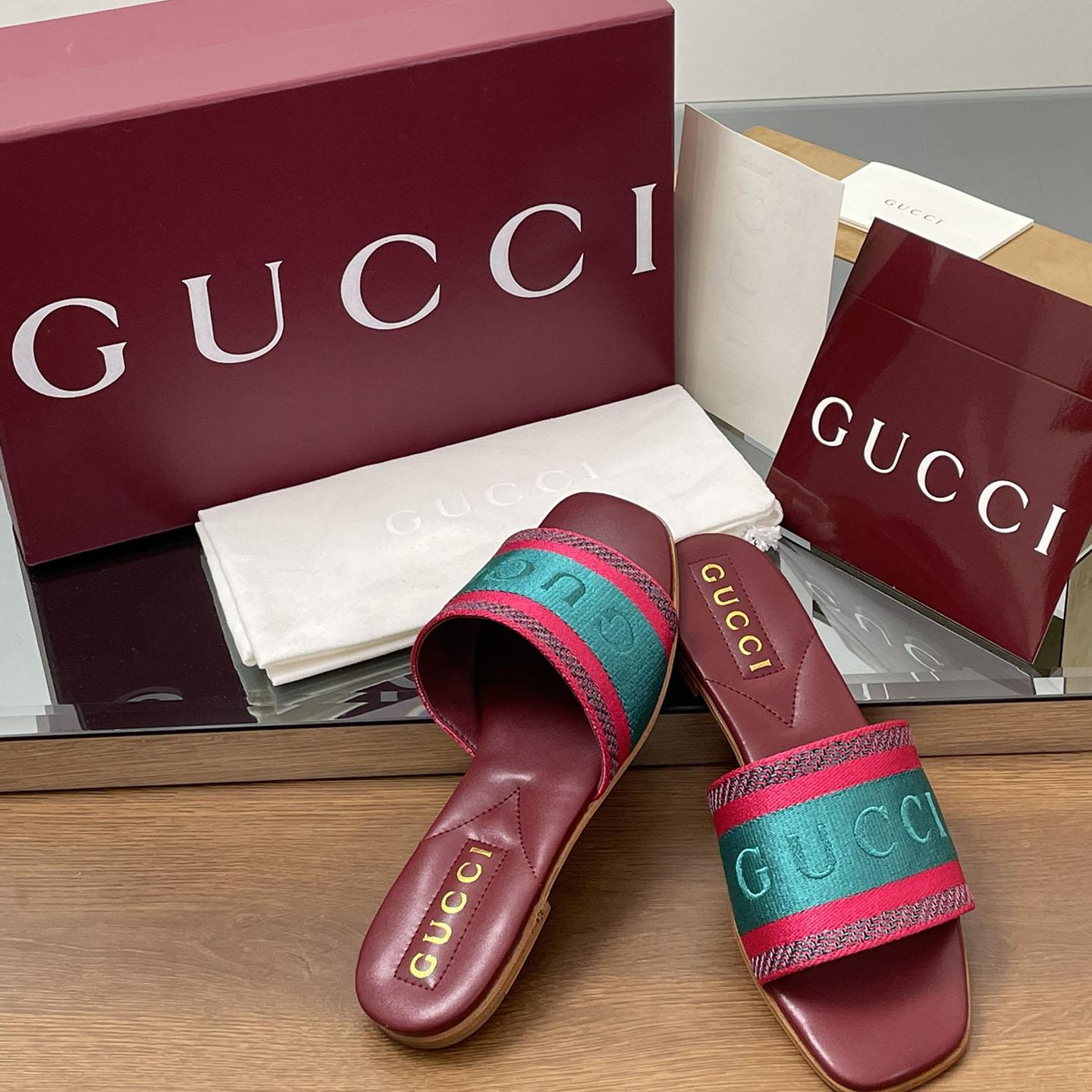 Gucci Women's Slide Sandal With Web - DesignerGu