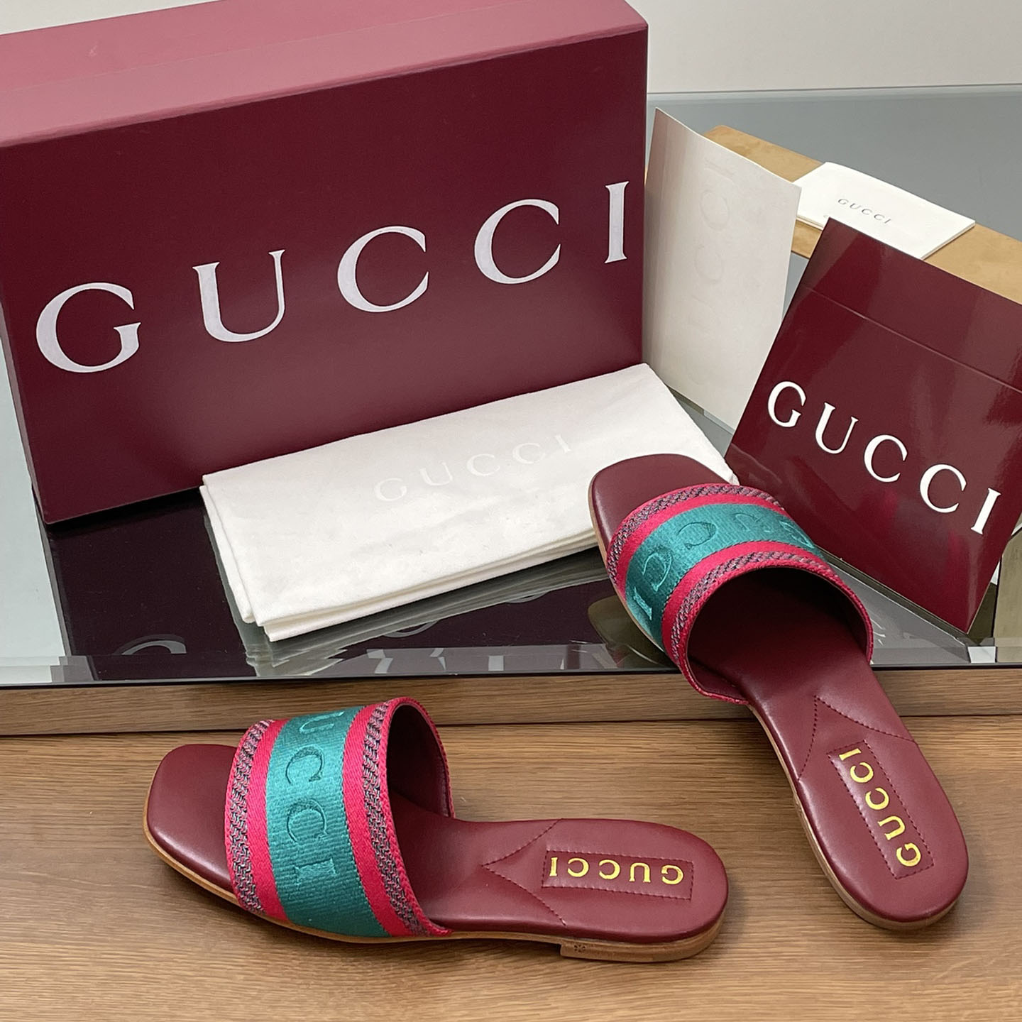 Gucci Women's Slide Sandal With Web - DesignerGu