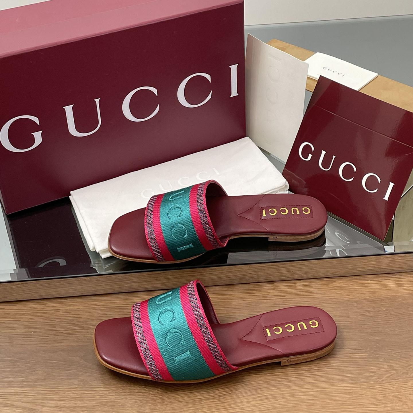 Gucci Women's Slide Sandal With Web - DesignerGu