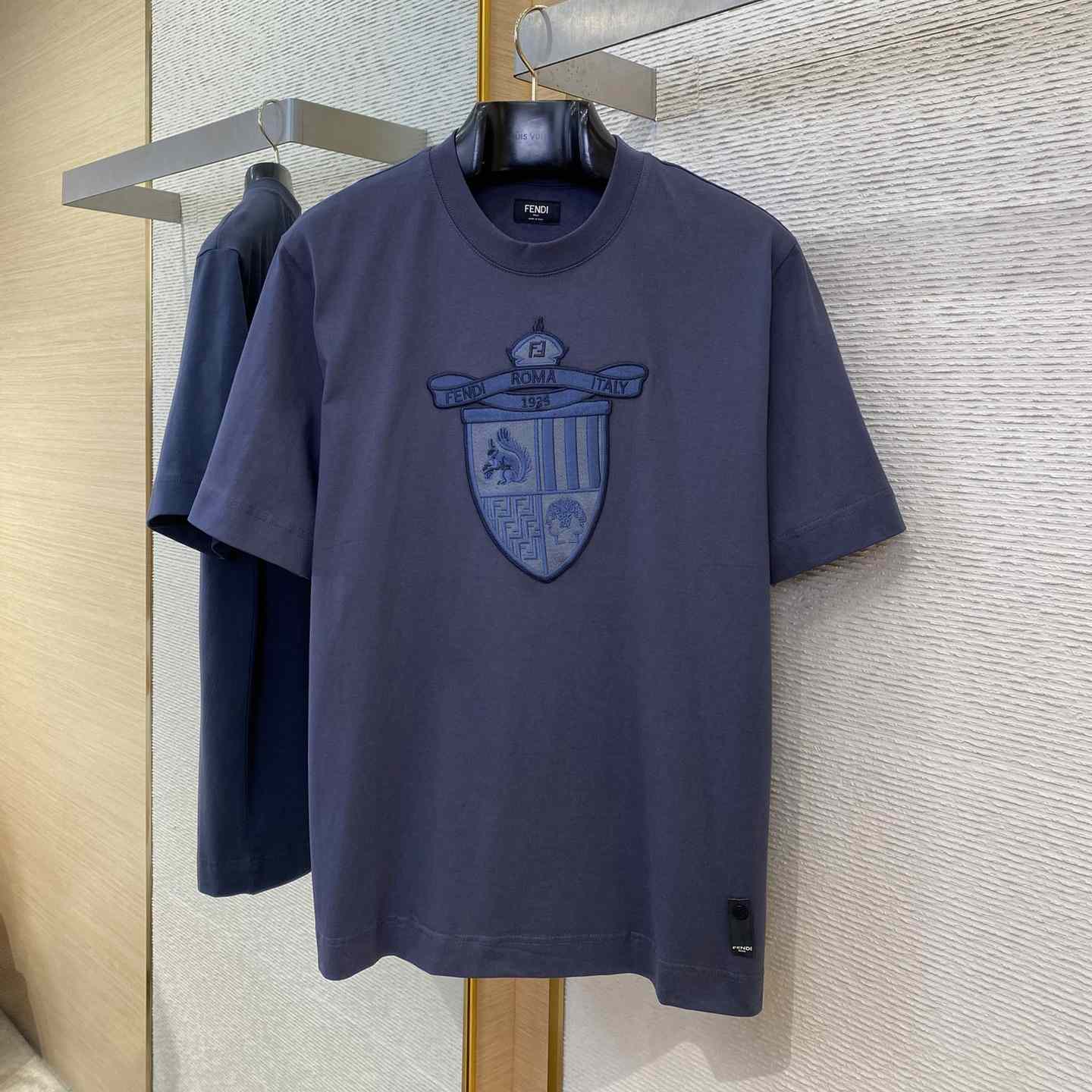 Fendi Navy Blue Cotton T-shirt - DesignerGu