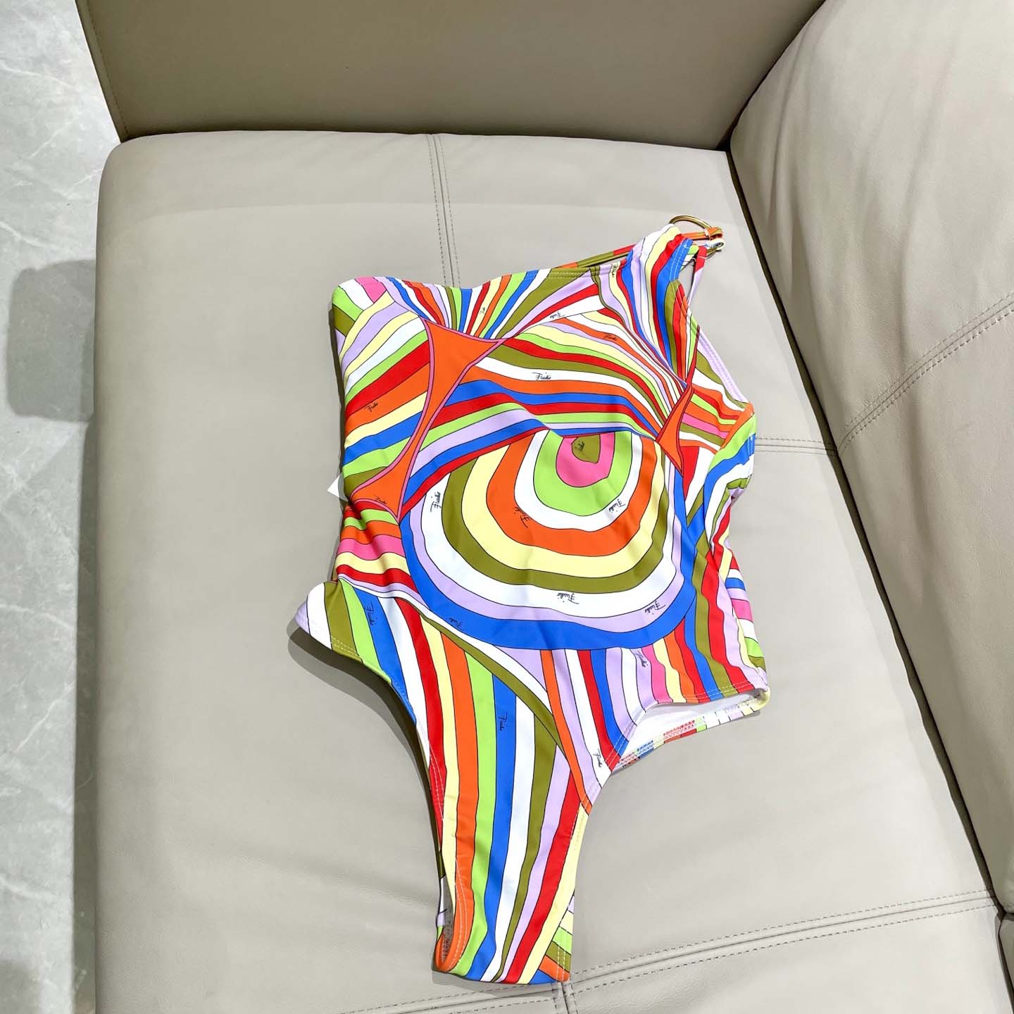 Pucci One-shoulder Embellished Printed Swimsuit  - DesignerGu