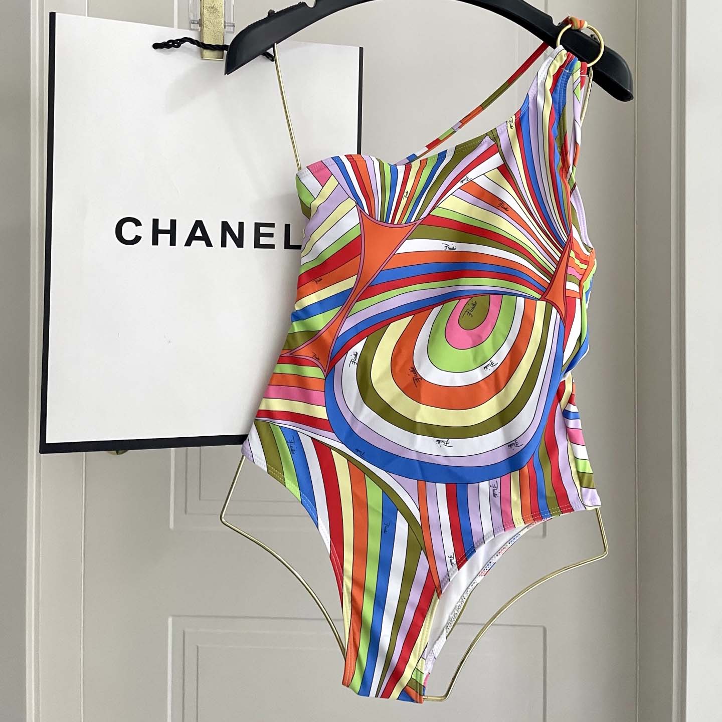 Pucci One-shoulder Embellished Printed Swimsuit  - DesignerGu