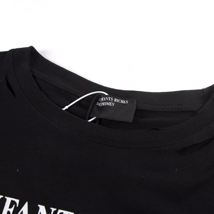 Enfants Riches Déprimés Cropped Distressed Logo-Print Cotton-Jersey - DesignerGu