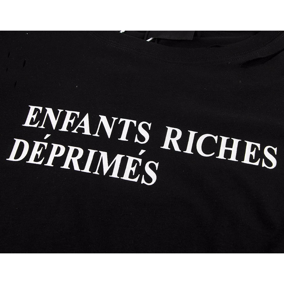 Enfants Riches Déprimés Cropped Distressed Logo-Print Cotton-Jersey - DesignerGu