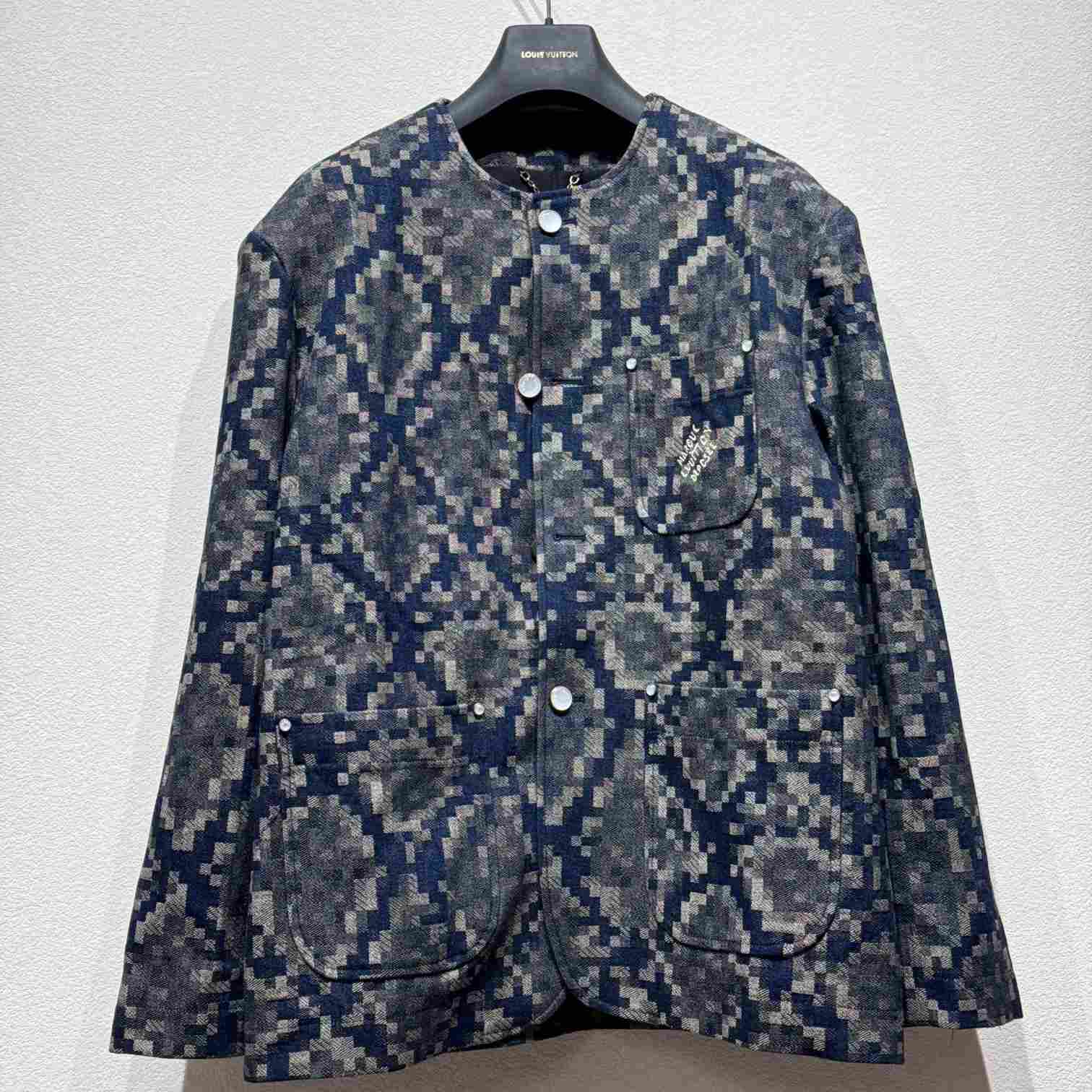 Louis Vuitton Graphic Collarless Denim Jacket   - DesignerGu