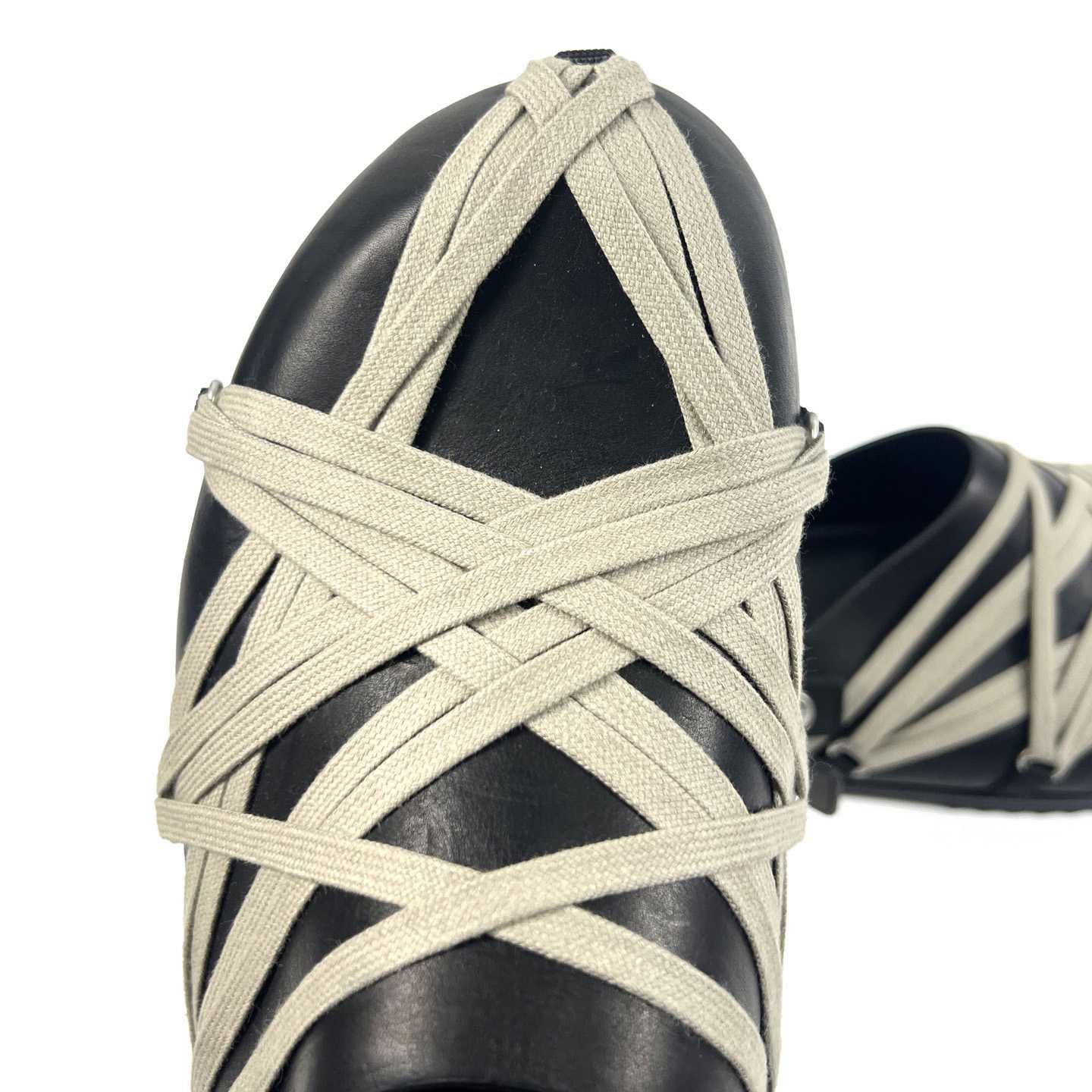 Rick Owens Hollywood Megalaced Mule Granola 'Black' - DesignerGu