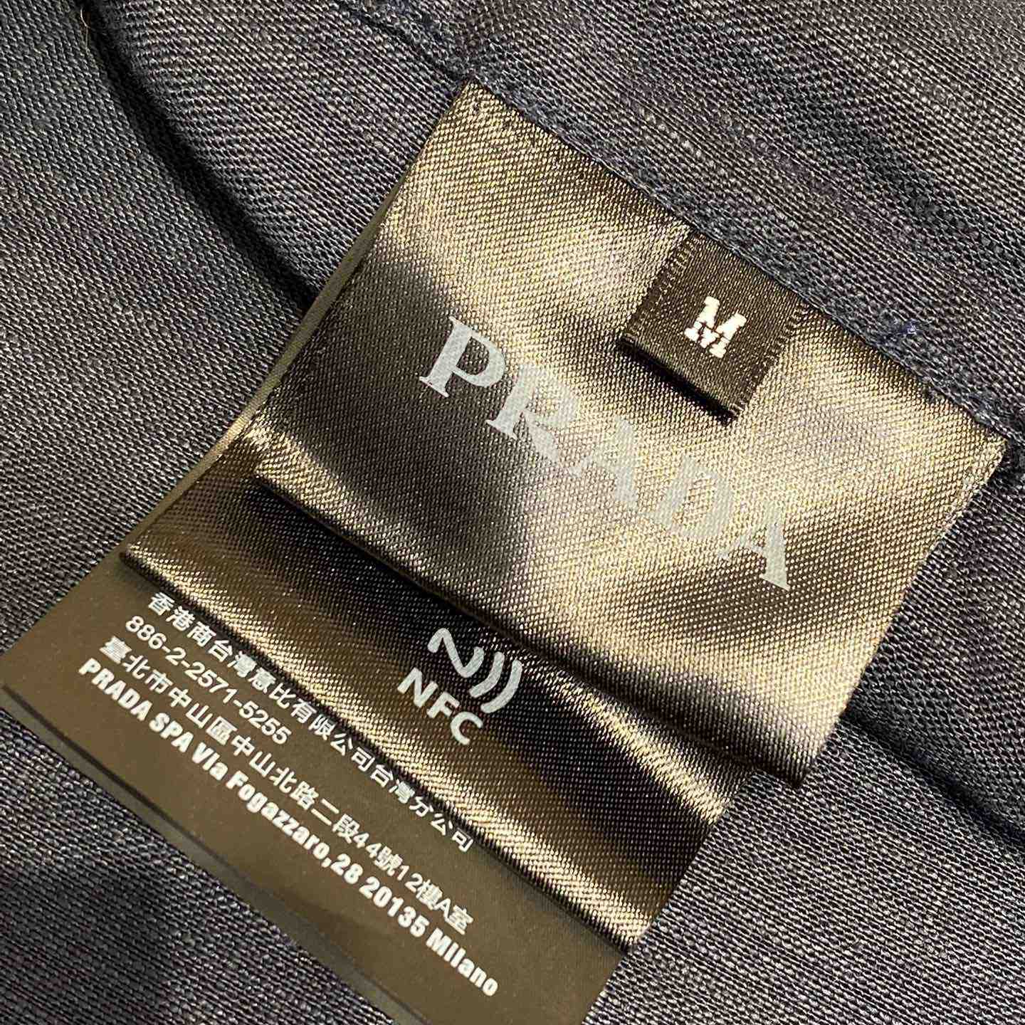 Prada Triangle-logo Cuban-collar Linen Shirt - DesignerGu