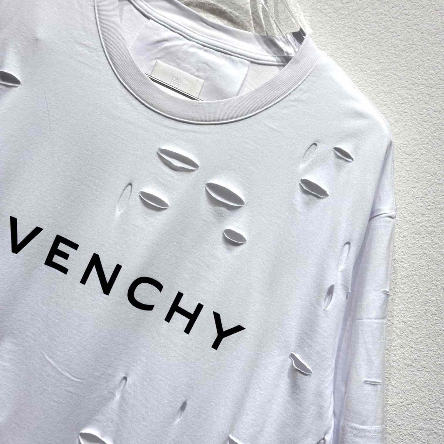 Givenchy White Destroyed T-Shirt  - DesignerGu