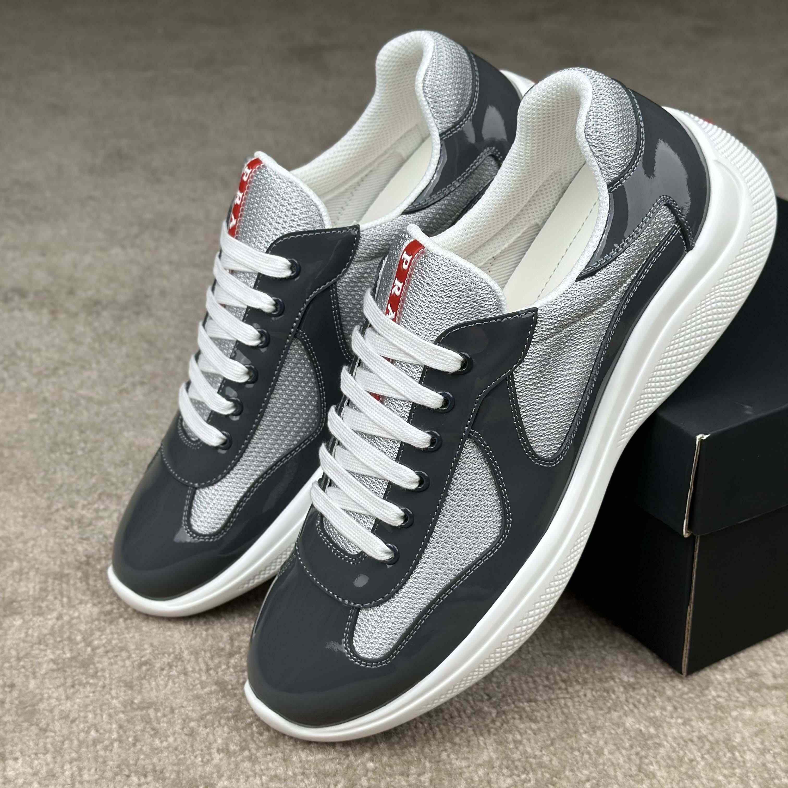 Prada Patent leather And Technical Fabric Prada America's Cup Sneakers - DesignerGu