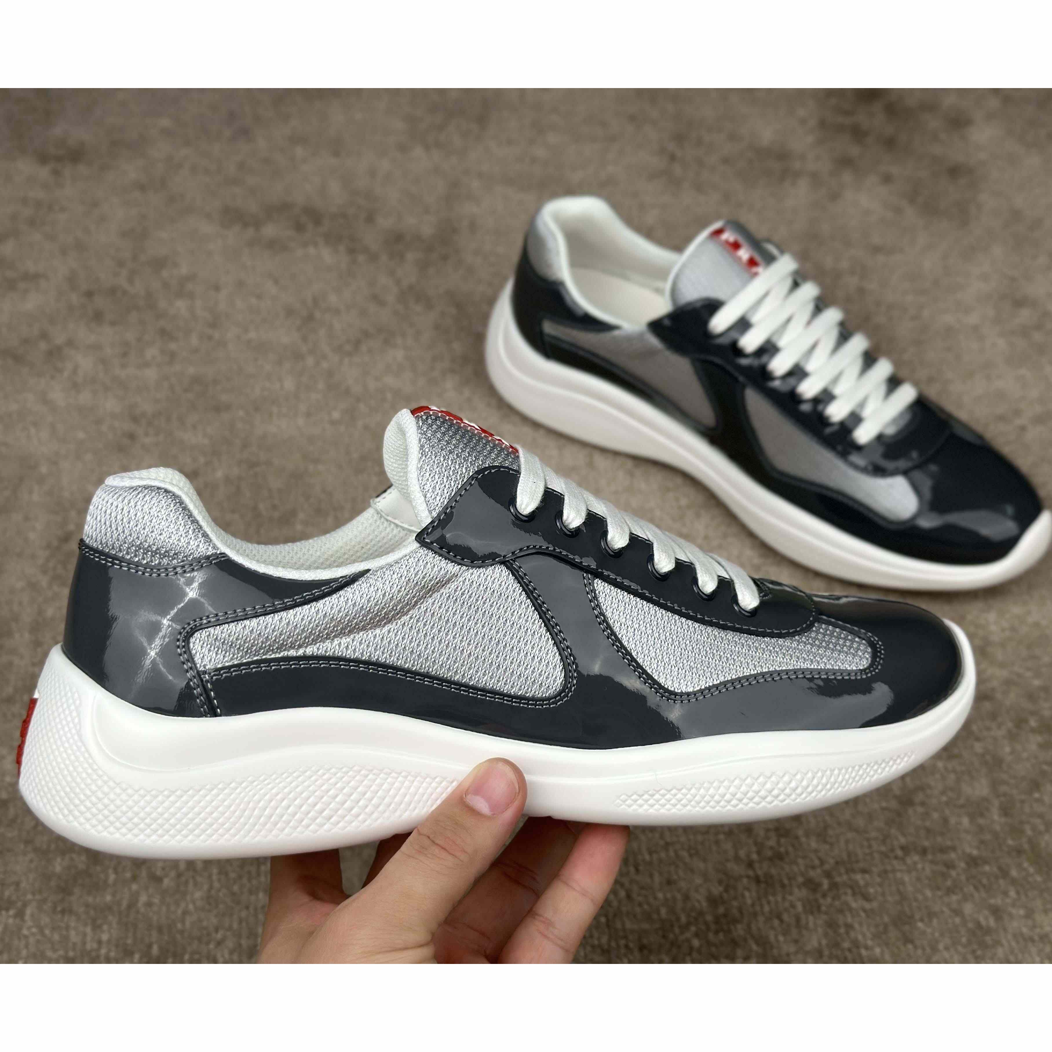 Prada Patent leather And Technical Fabric Prada America's Cup Sneakers - 