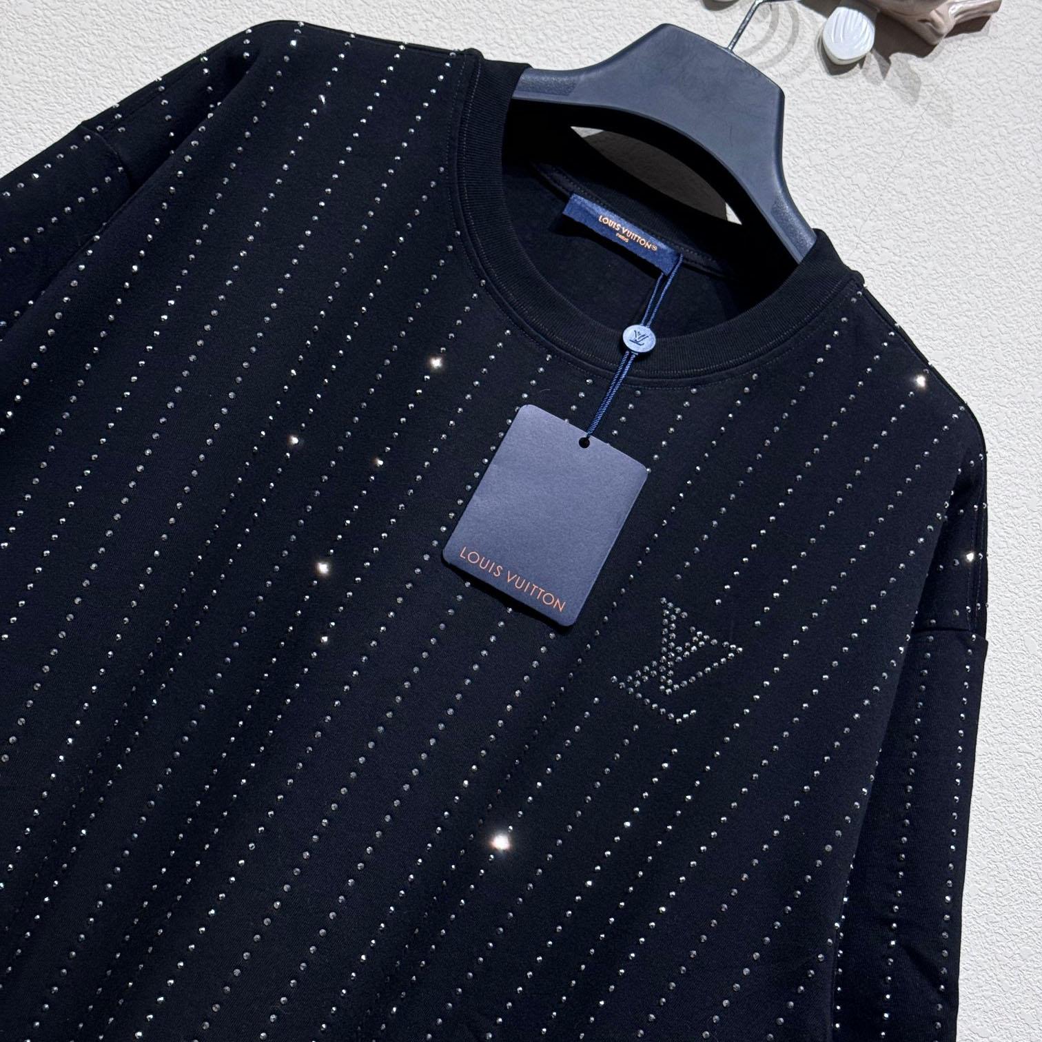 Louis Vuitton Crystal Embellished Cotton T-Shirt   1AFYDU - DesignerGu