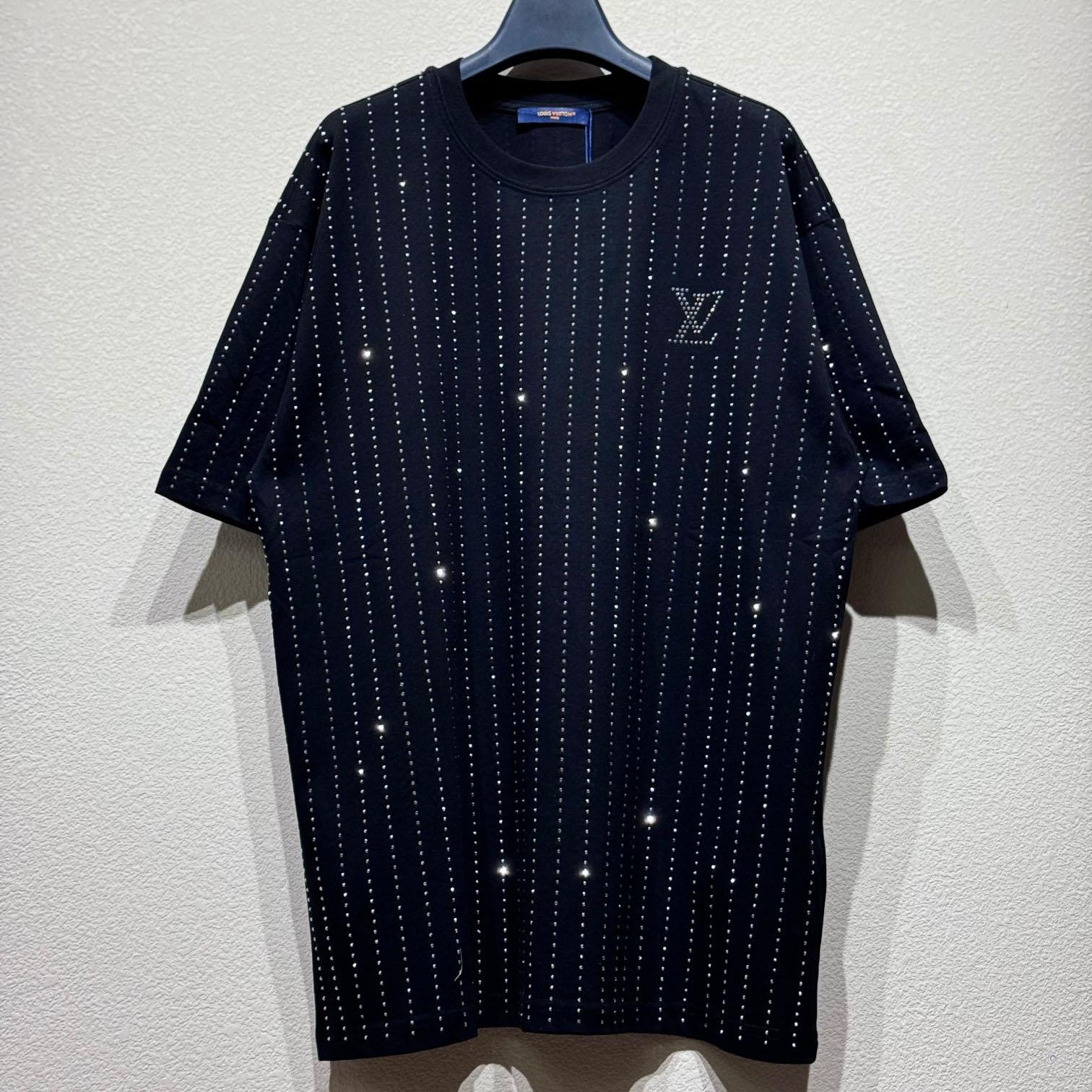 Louis Vuitton Crystal Embellished Cotton T-Shirt   1AFYDU - DesignerGu