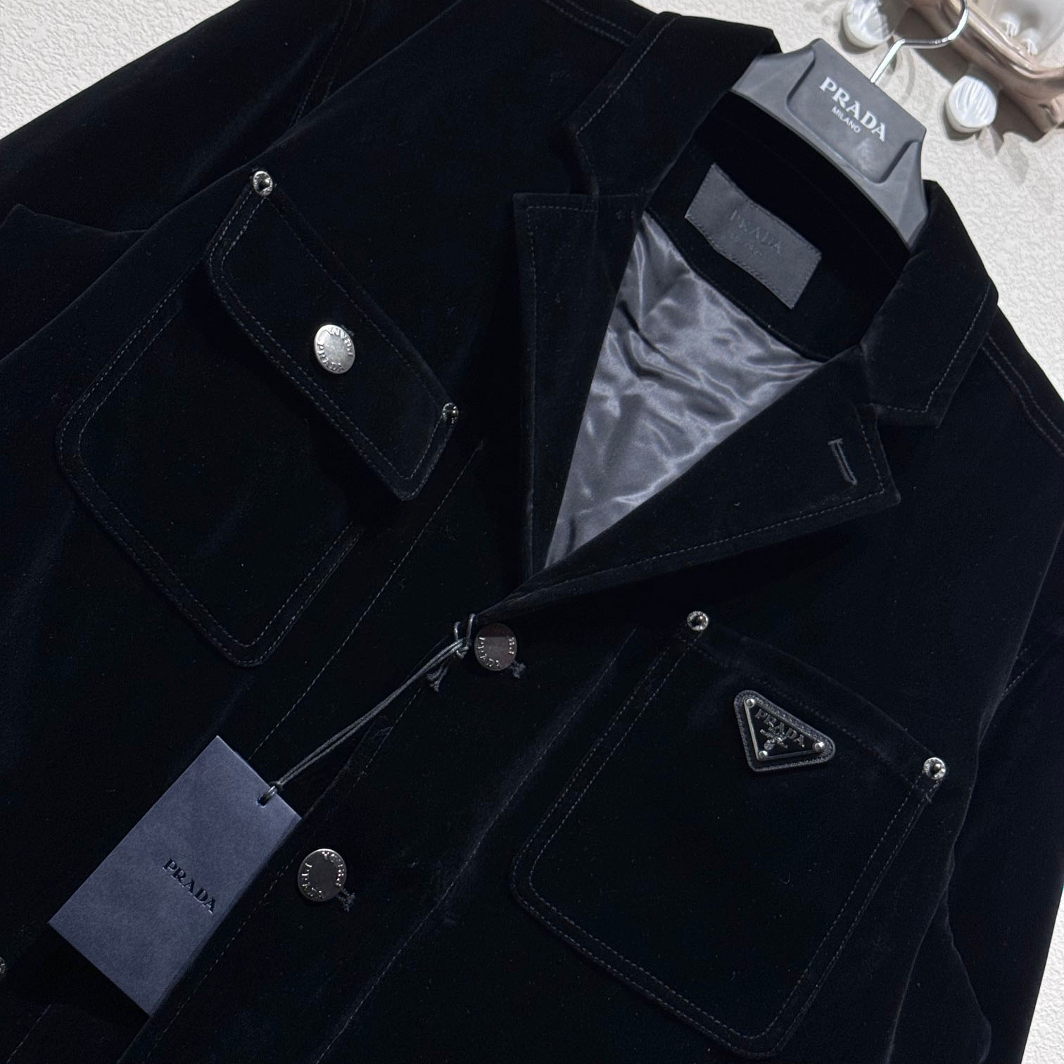 Prada Blouson In Velvet Denim - 