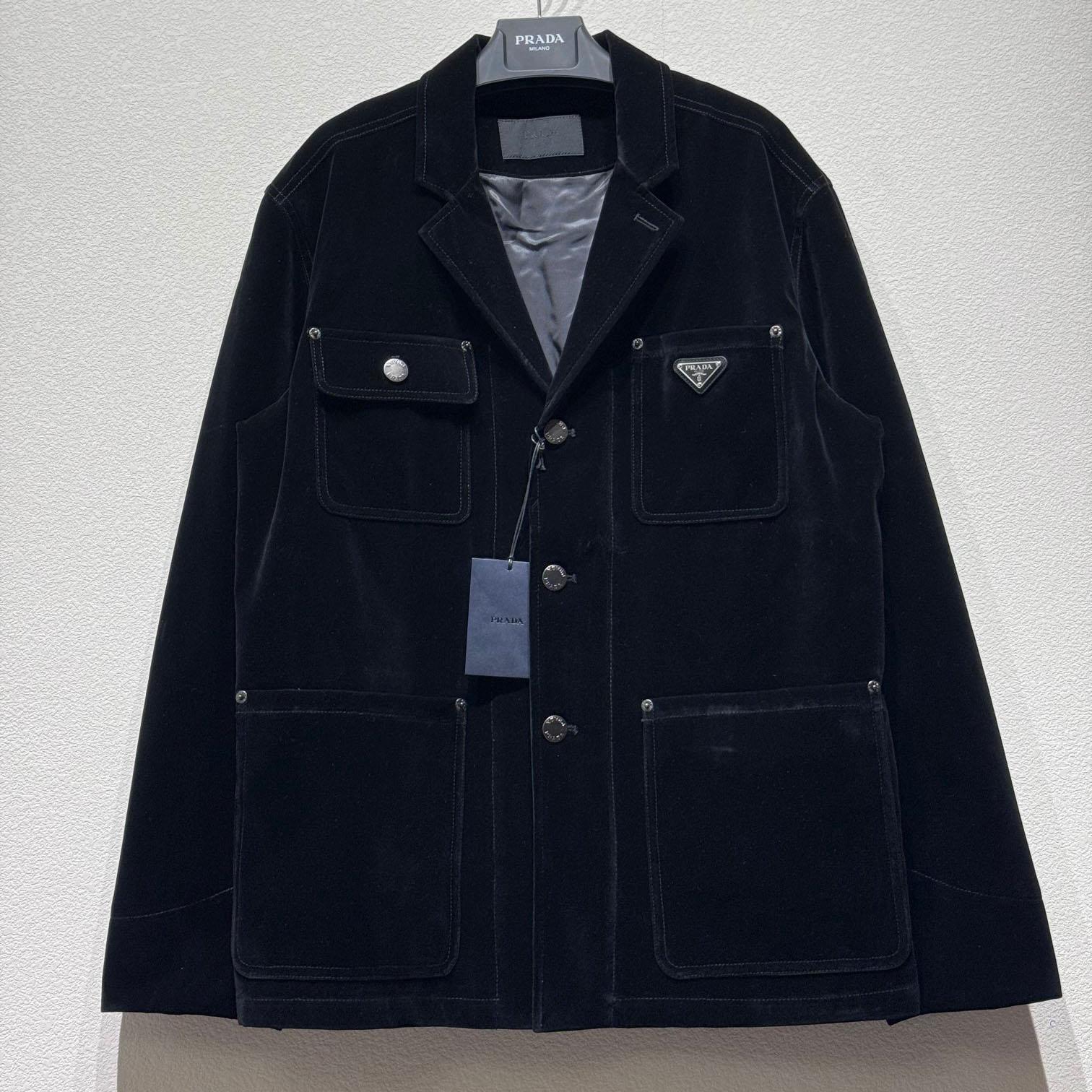 Prada Blouson In Velvet Denim - DesignerGu