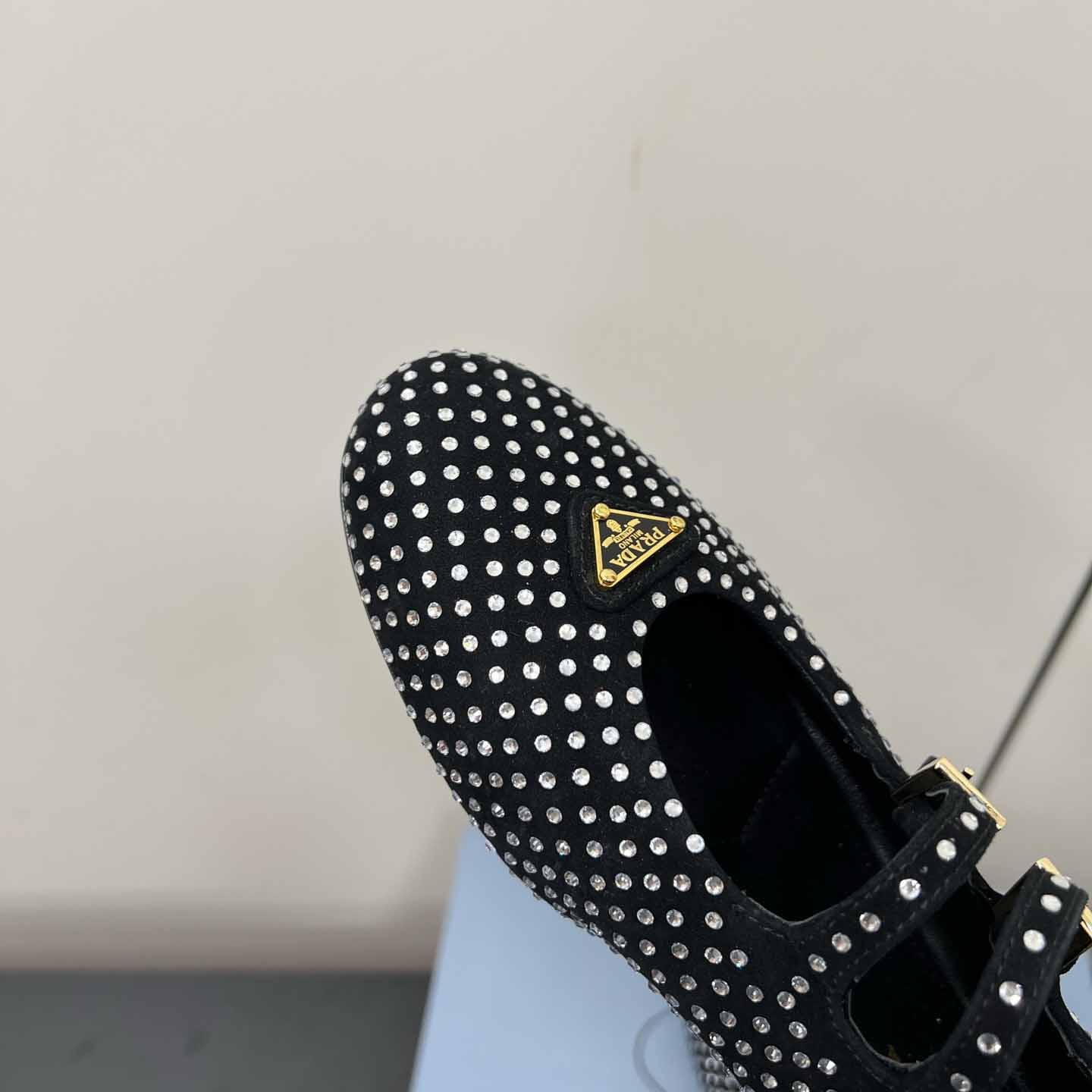 Prada Suede Ballerinas With Crystals - DesignerGu