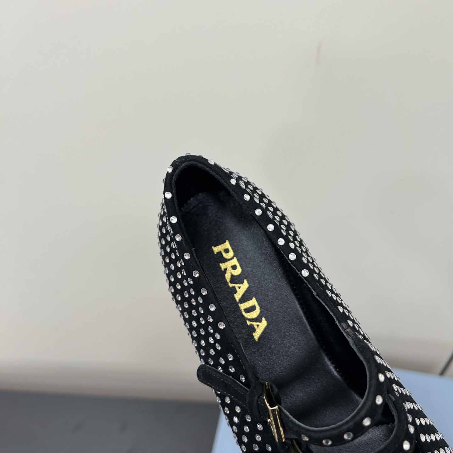 Prada Suede Ballerinas With Crystals - DesignerGu