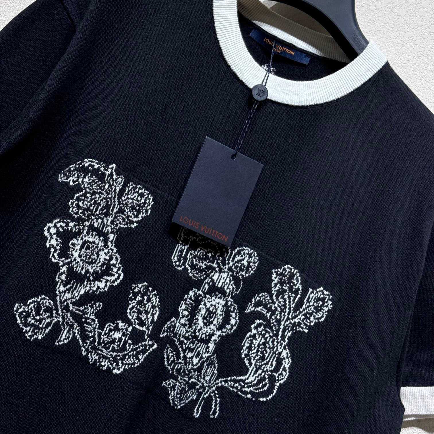 Louis Vuitton Graphic Intarsia Short-Sleeved Cotton Crewneck   - 