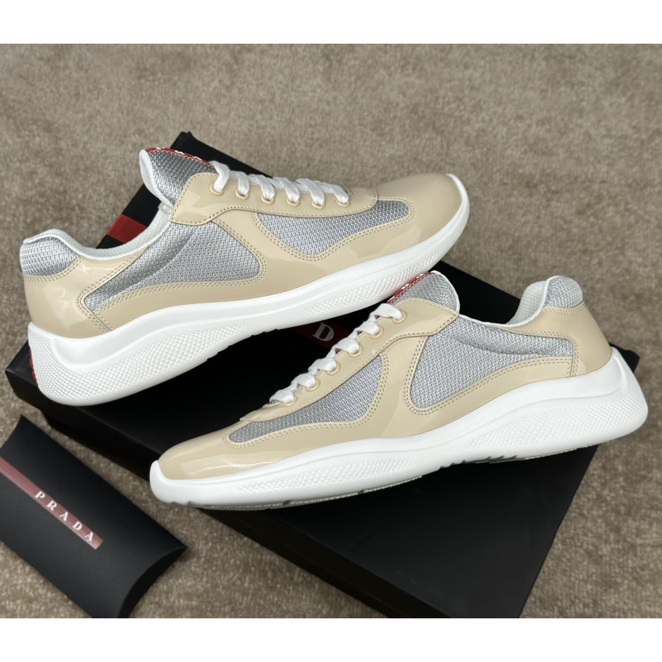Prada America's Cup Patent Leather And Bike Fabric Sneakers - DesignerGu