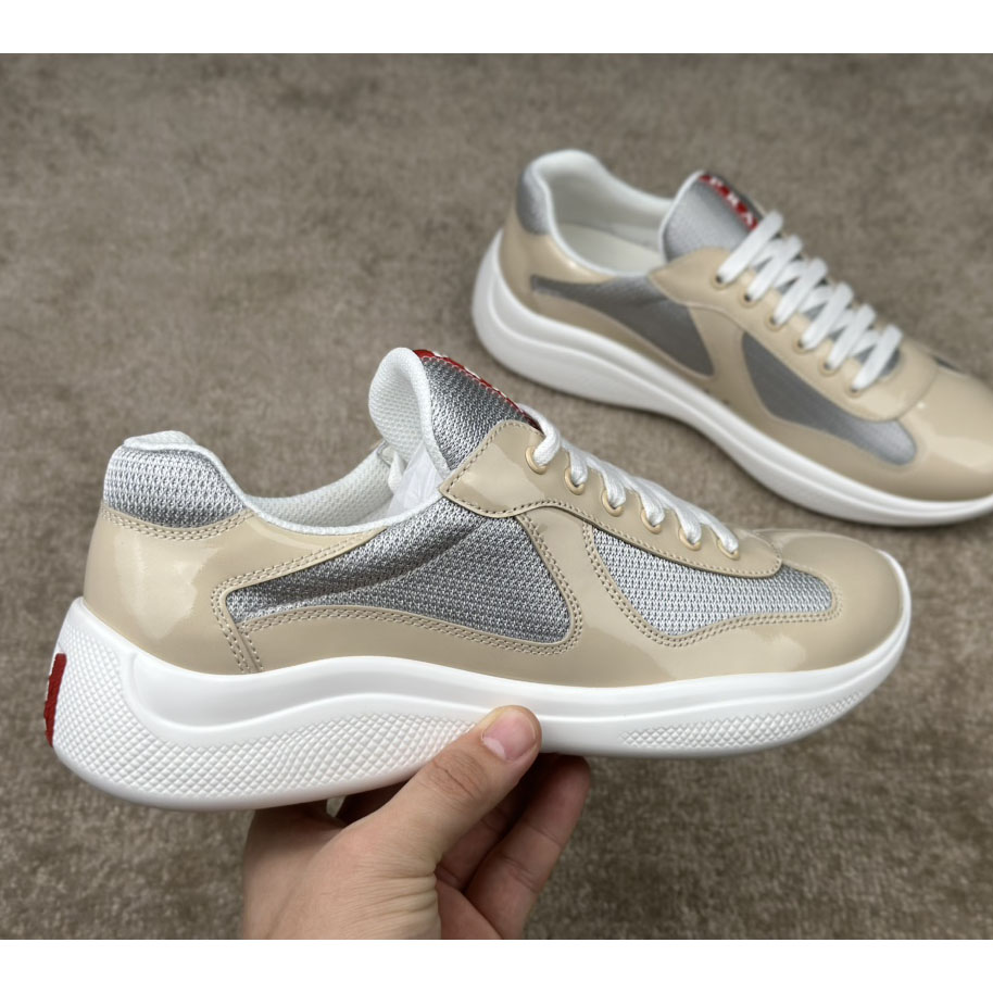 Prada America's Cup Patent Leather And Bike Fabric Sneakers - DesignerGu