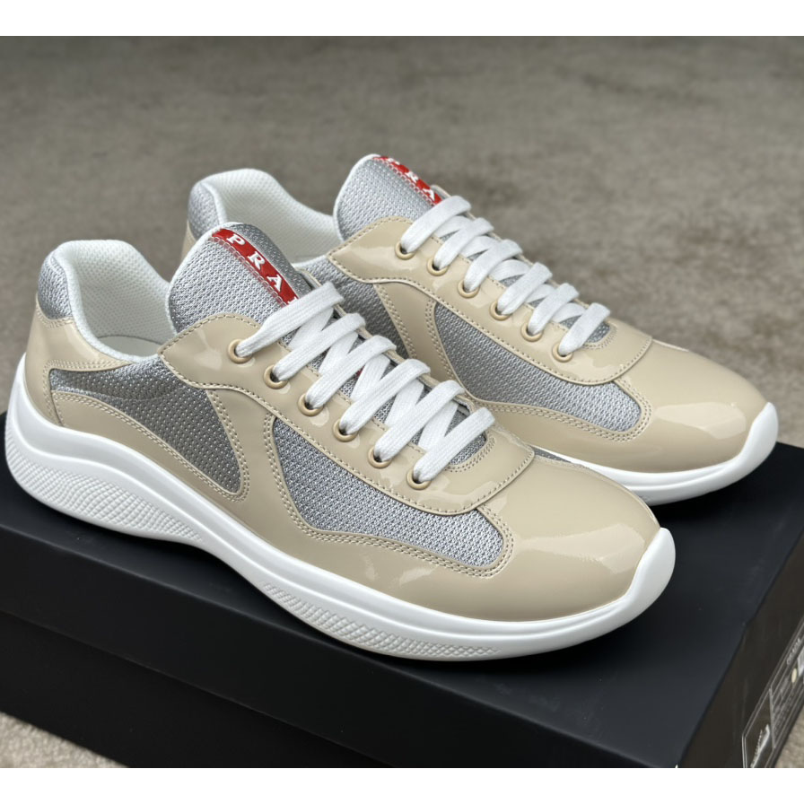 Prada America's Cup Patent Leather And Bike Fabric Sneakers - DesignerGu