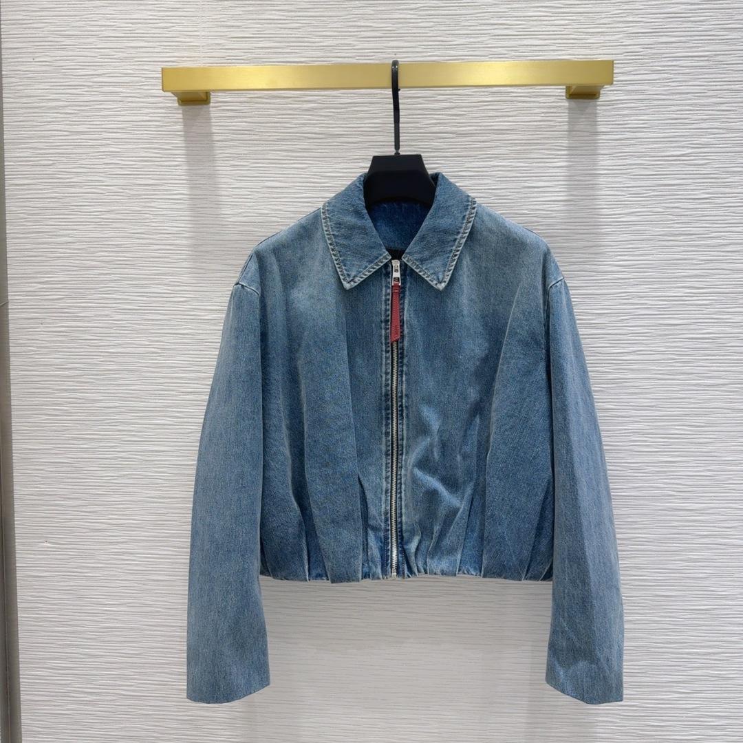 Loewe Women's Blue Draped Denim Jacket - DesignerGu