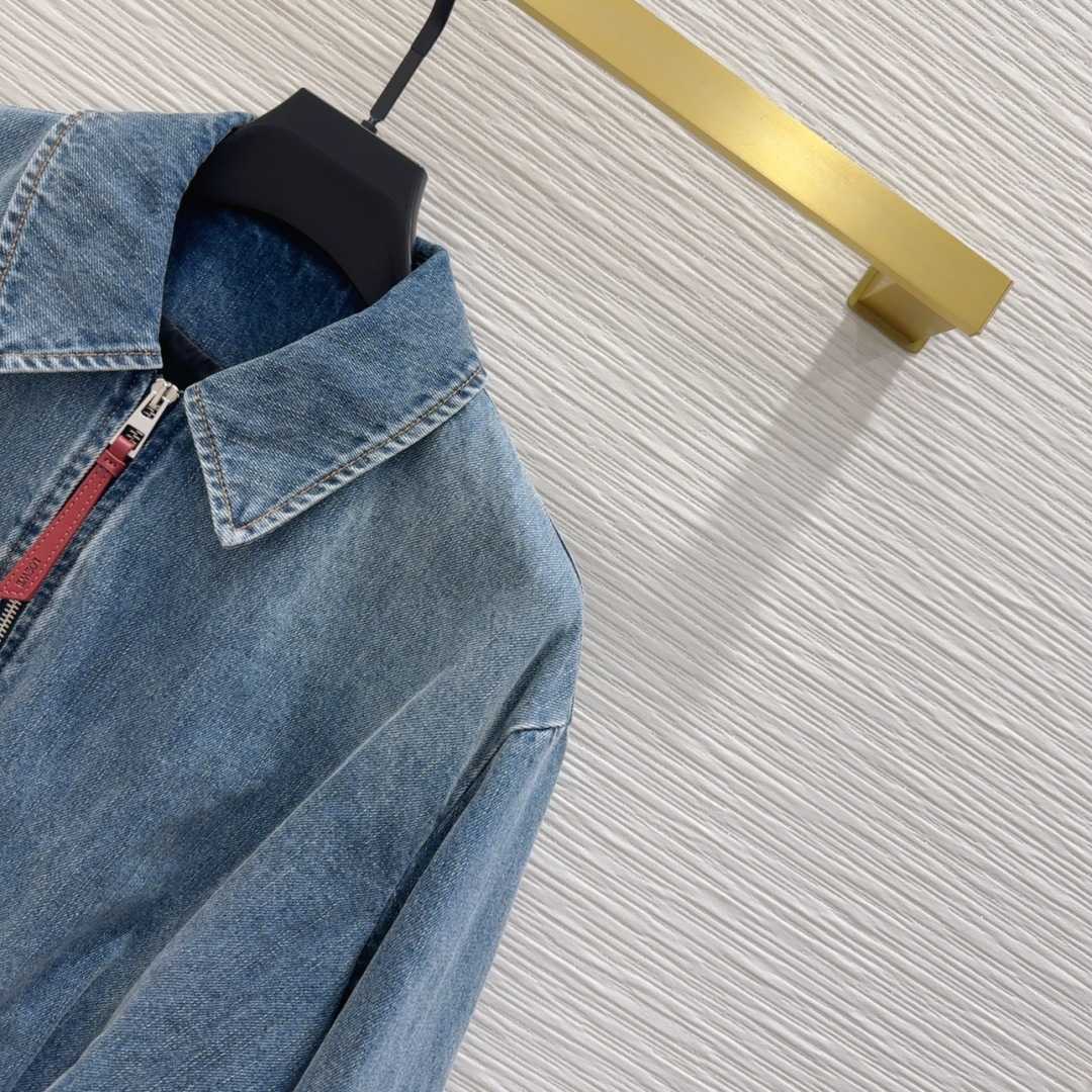 Loewe Women's Blue Draped Denim Jacket - DesignerGu