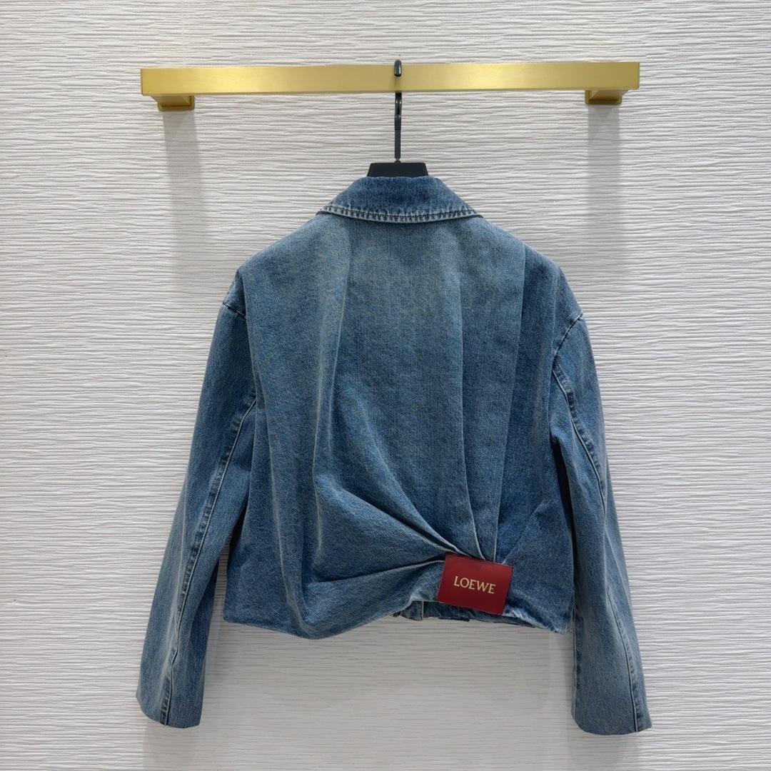 Loewe Women's Blue Draped Denim Jacket - DesignerGu