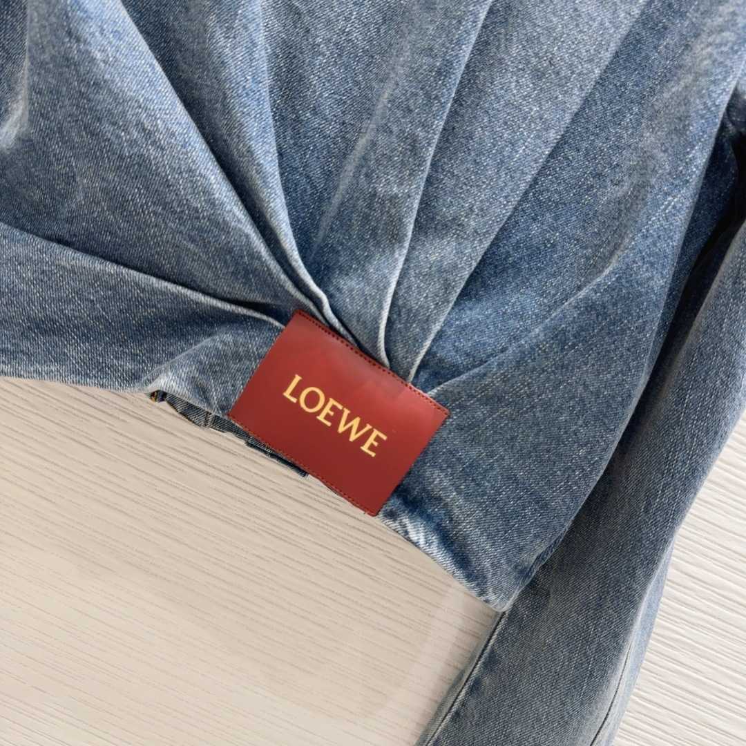 Loewe Women's Blue Draped Denim Jacket - DesignerGu