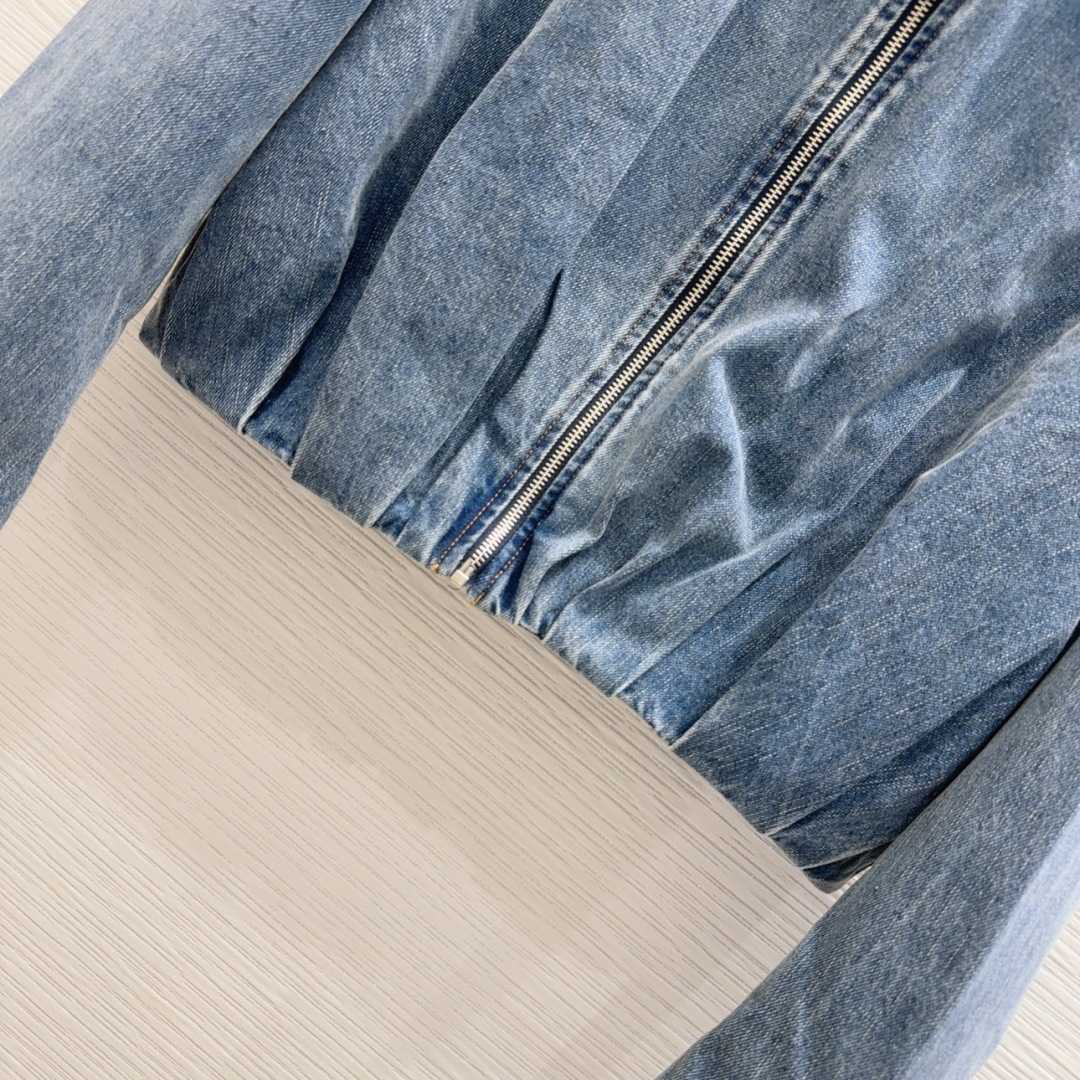 Loewe Women's Blue Draped Denim Jacket - DesignerGu
