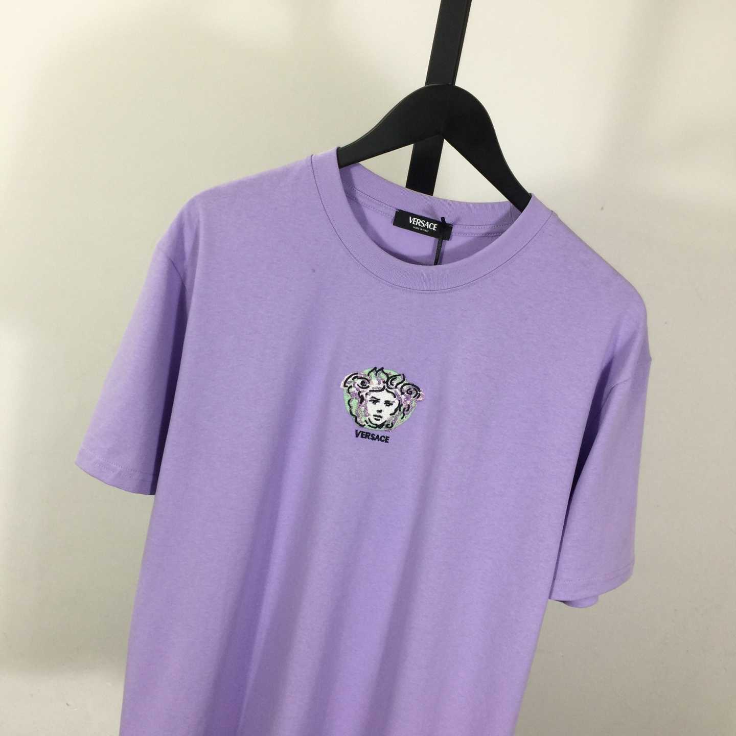 Versace Medusa Cotton T-shirt With Embroidery - DesignerGu