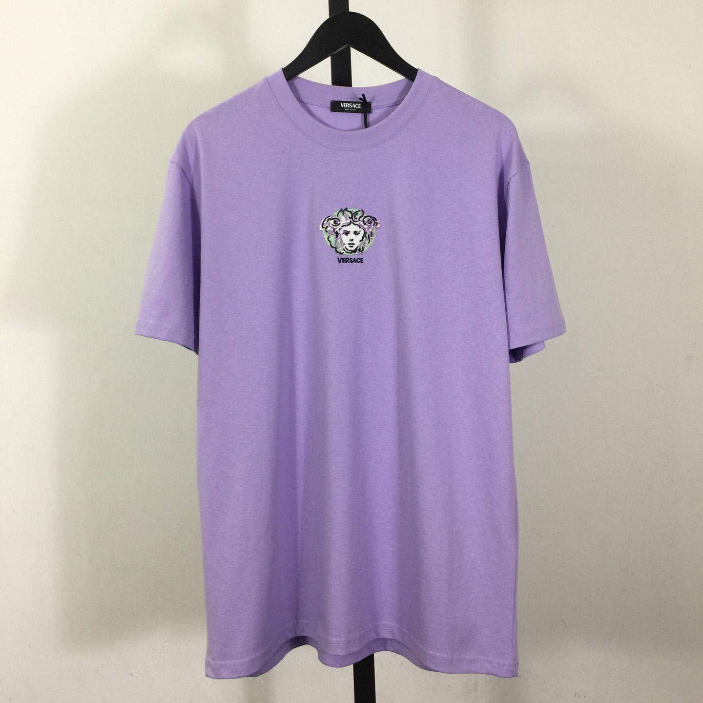 Versace Medusa Cotton T-shirt With Embroidery - DesignerGu