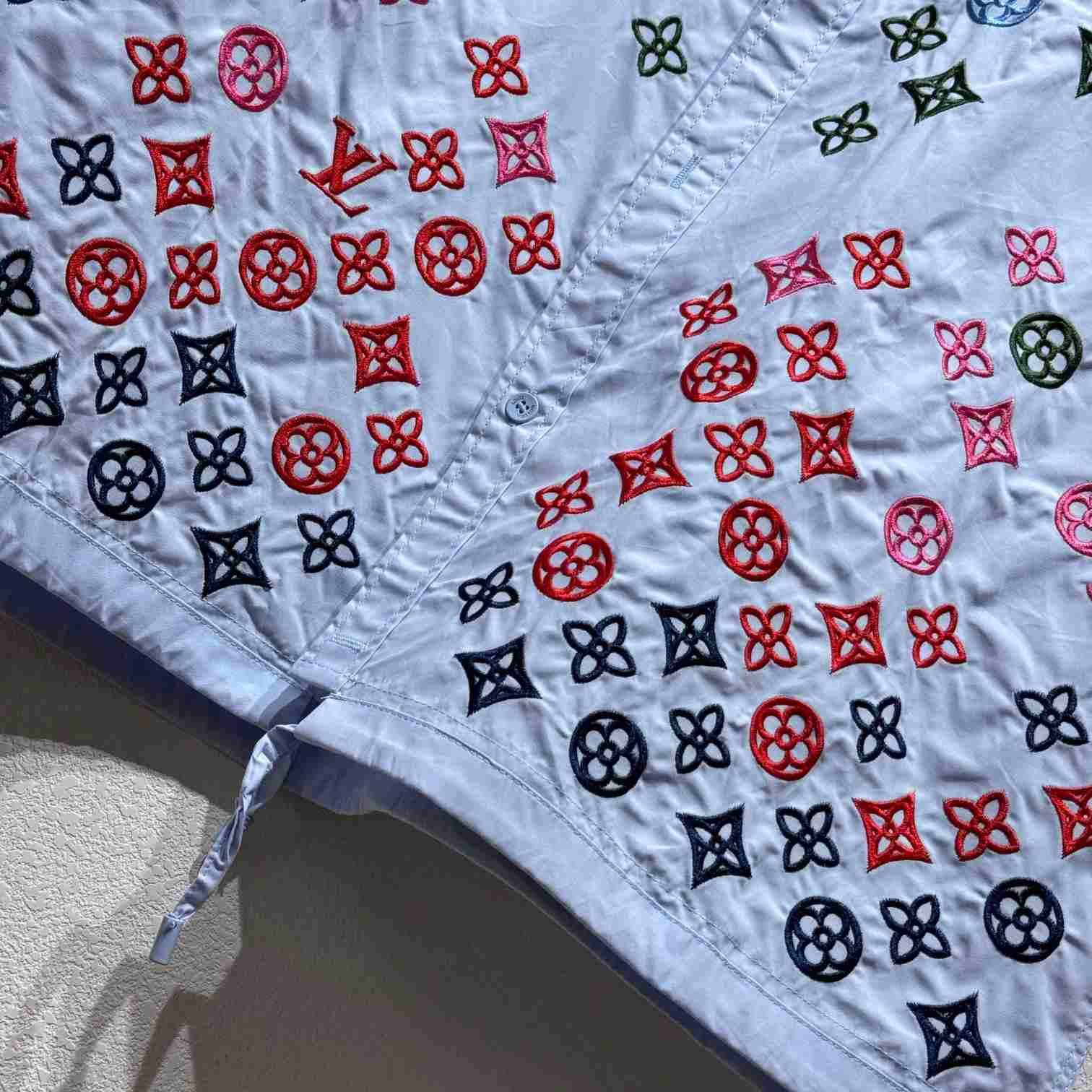 Louis Vuitton Monogram Flowers Embroidered Short-Sleeved Shirt  1AGTPB - DesignerGu