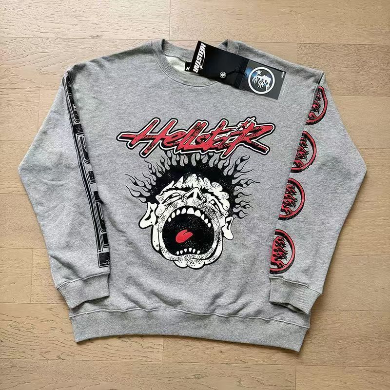 Hellstar Studios Records Crewneck Grey  - DesignerGu