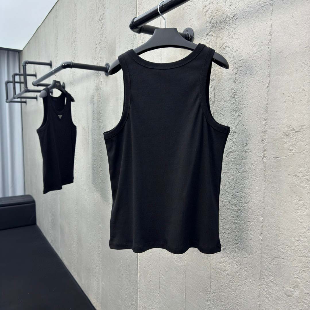 Prada Cotton Tank Top With Enamel Logo - DesignerGu