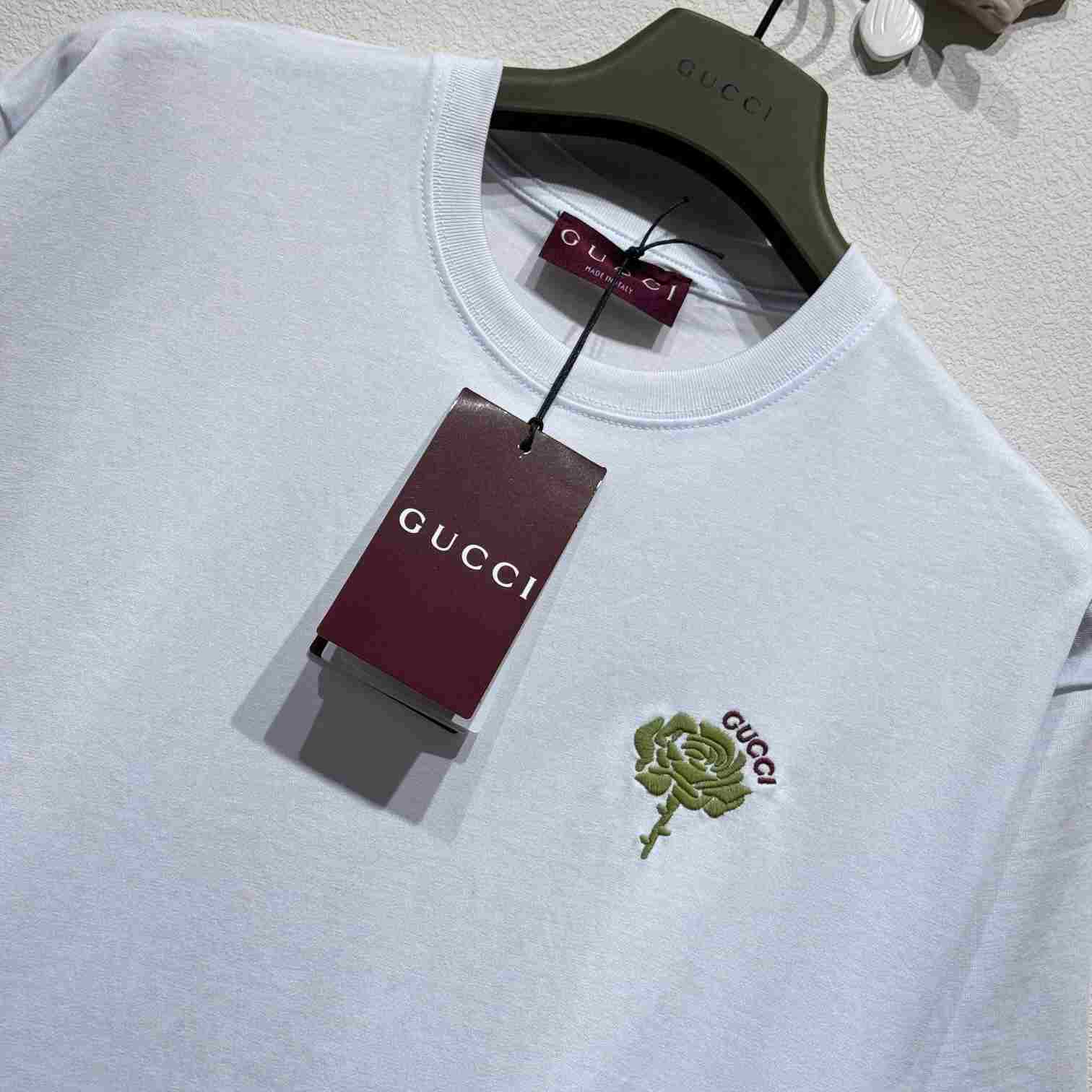 Gucci Cotton Jersey T-shirt With Embroidery  - DesignerGu