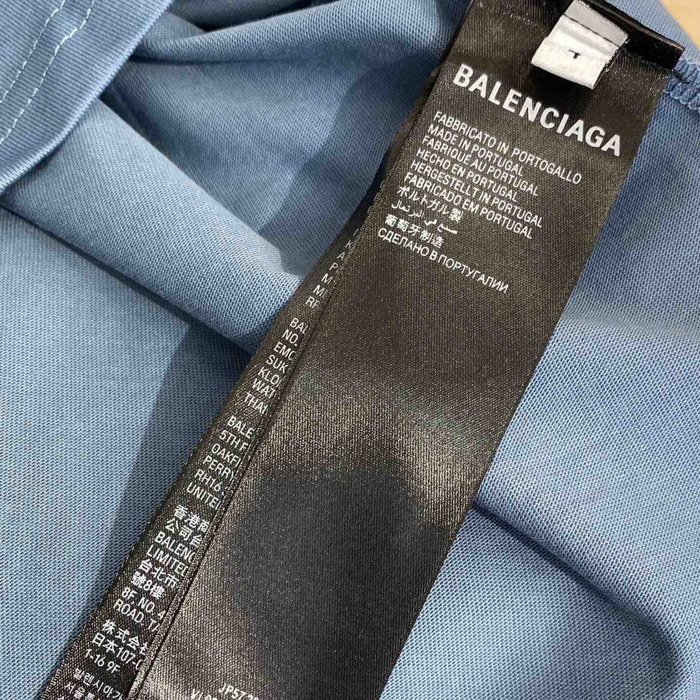 Balenciaga Taped Balenciaga Back T-Shirt Medium Fit In Grey Blue - 