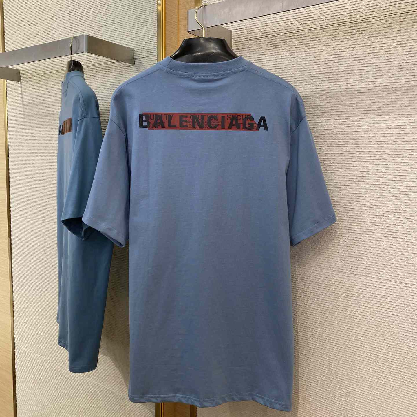 Balenciaga Taped Balenciaga Back T-Shirt Medium Fit In Grey Blue - 