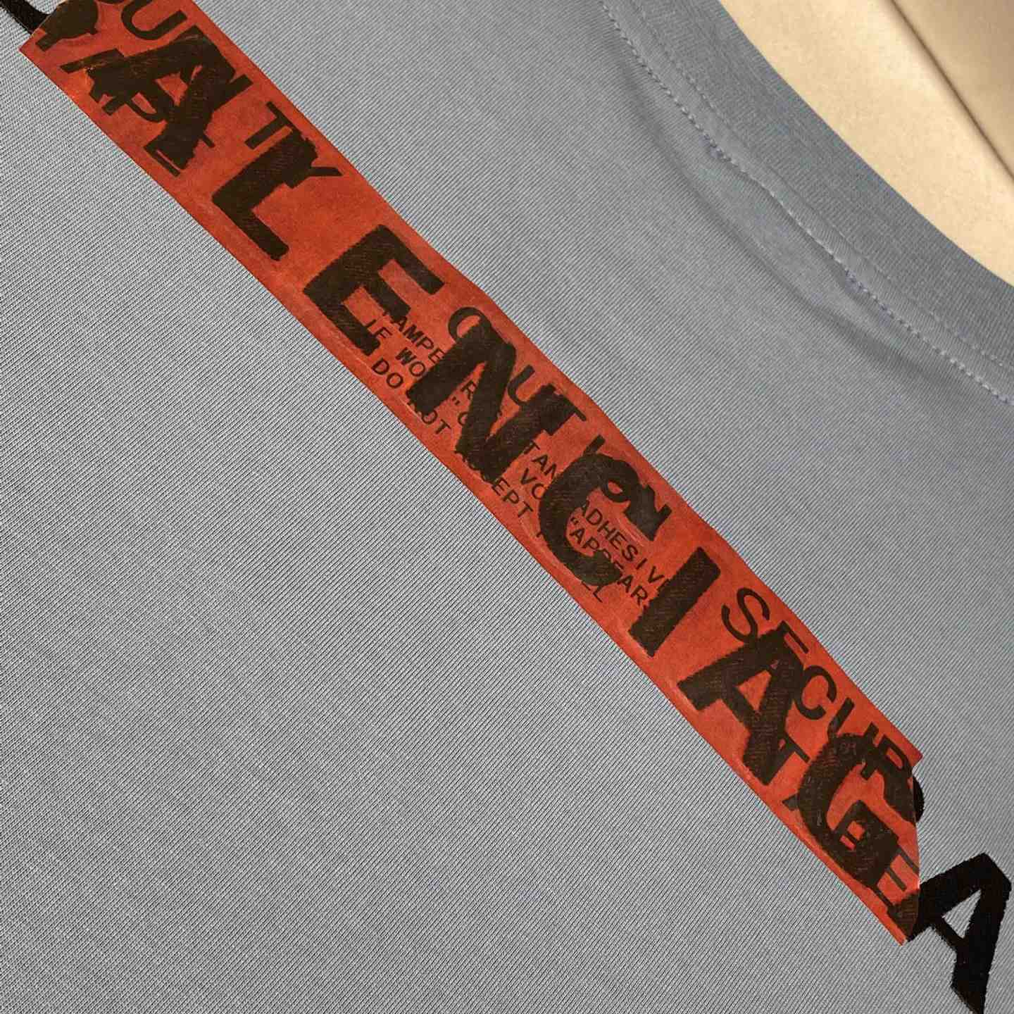 Balenciaga Taped Balenciaga Back T-Shirt Medium Fit In Grey Blue - 