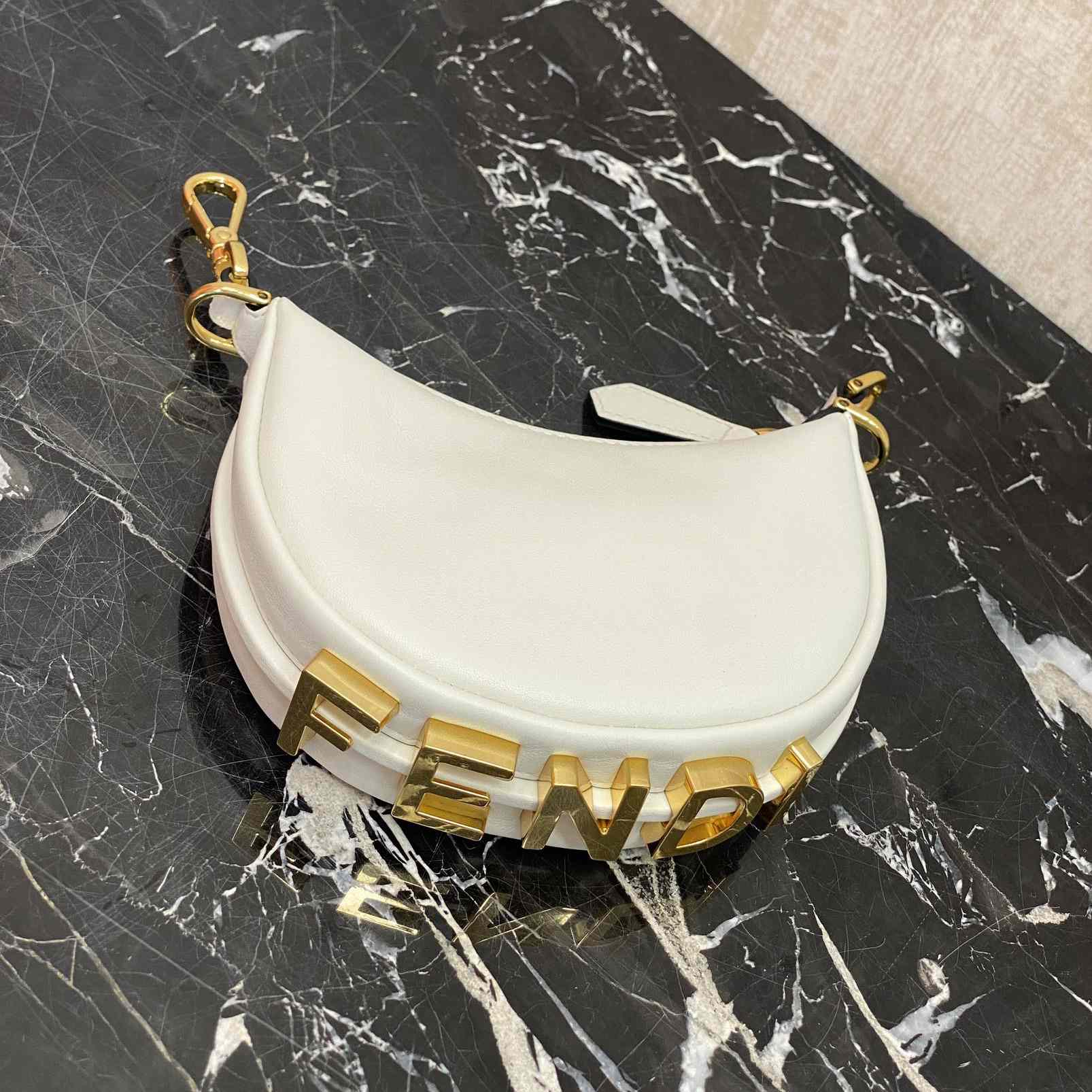 Fendi Fendigraphy Mini White Leather Mini Bag - DesignerGu